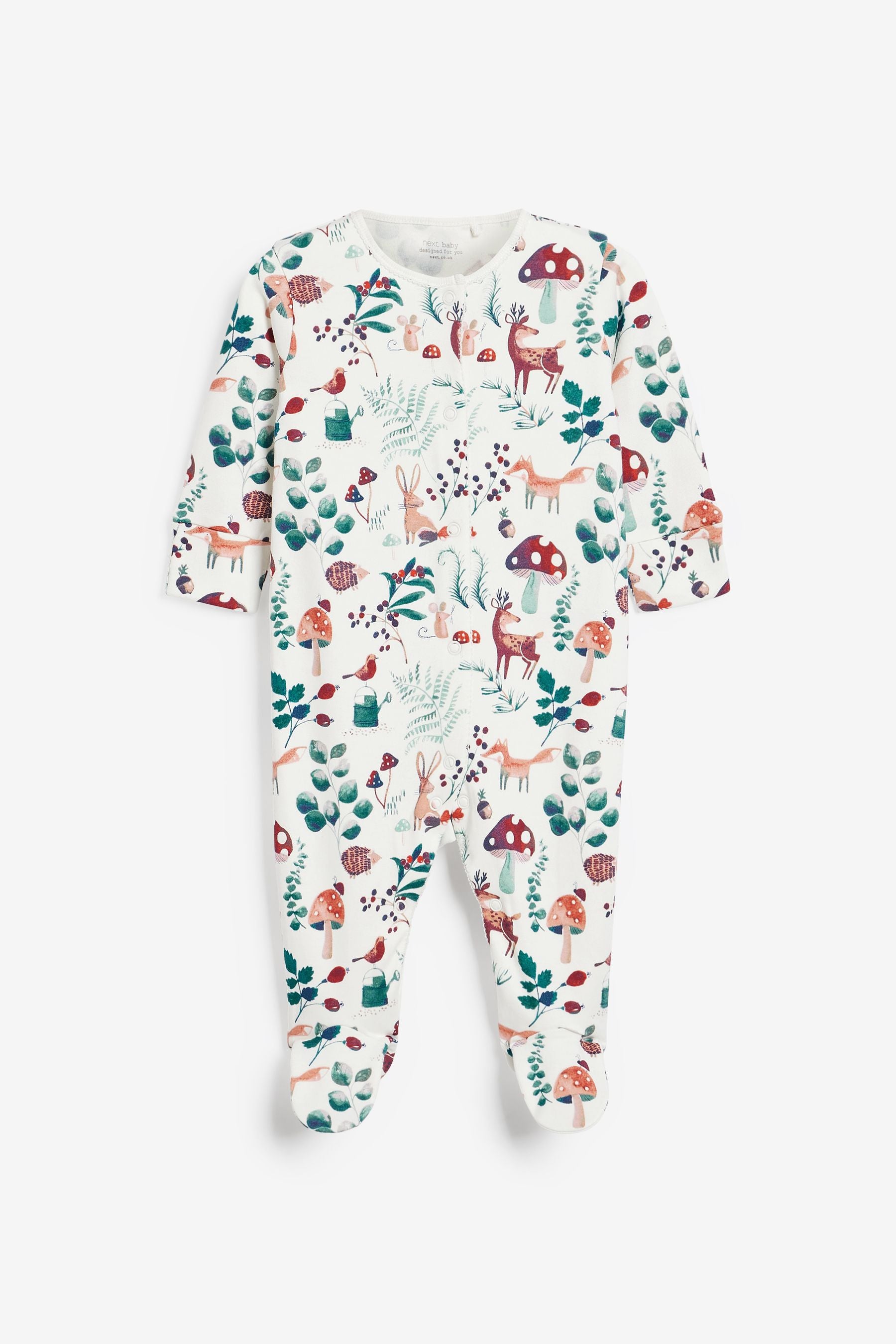 Pink Floral 3 Pack Embroidered Detail Baby Sleepsuits (0-3yrs)