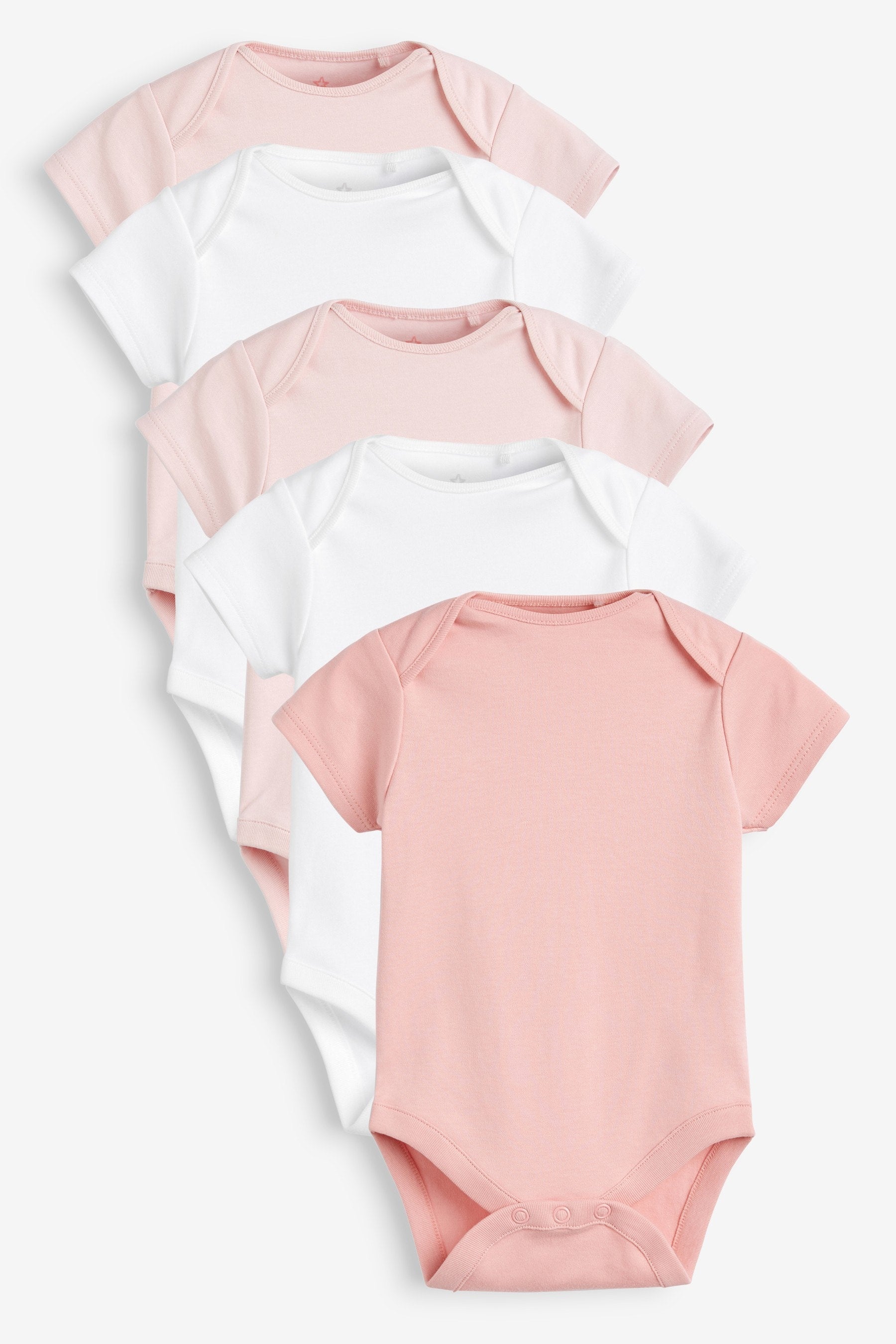 Pink/White Short Sleeve Baby Bodysuits