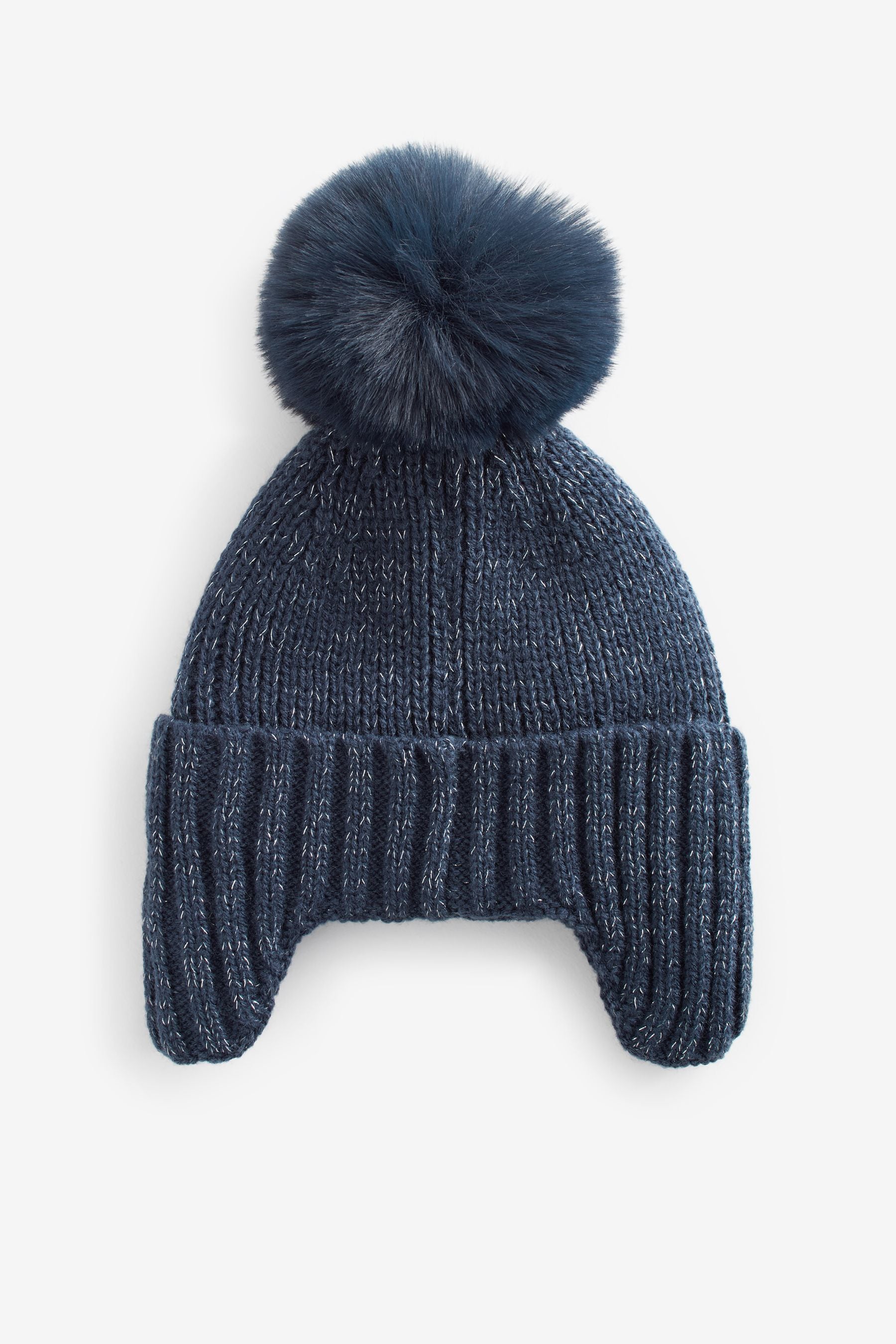 Navy Pom Pom Trapper Hat (3mths-13yrs)