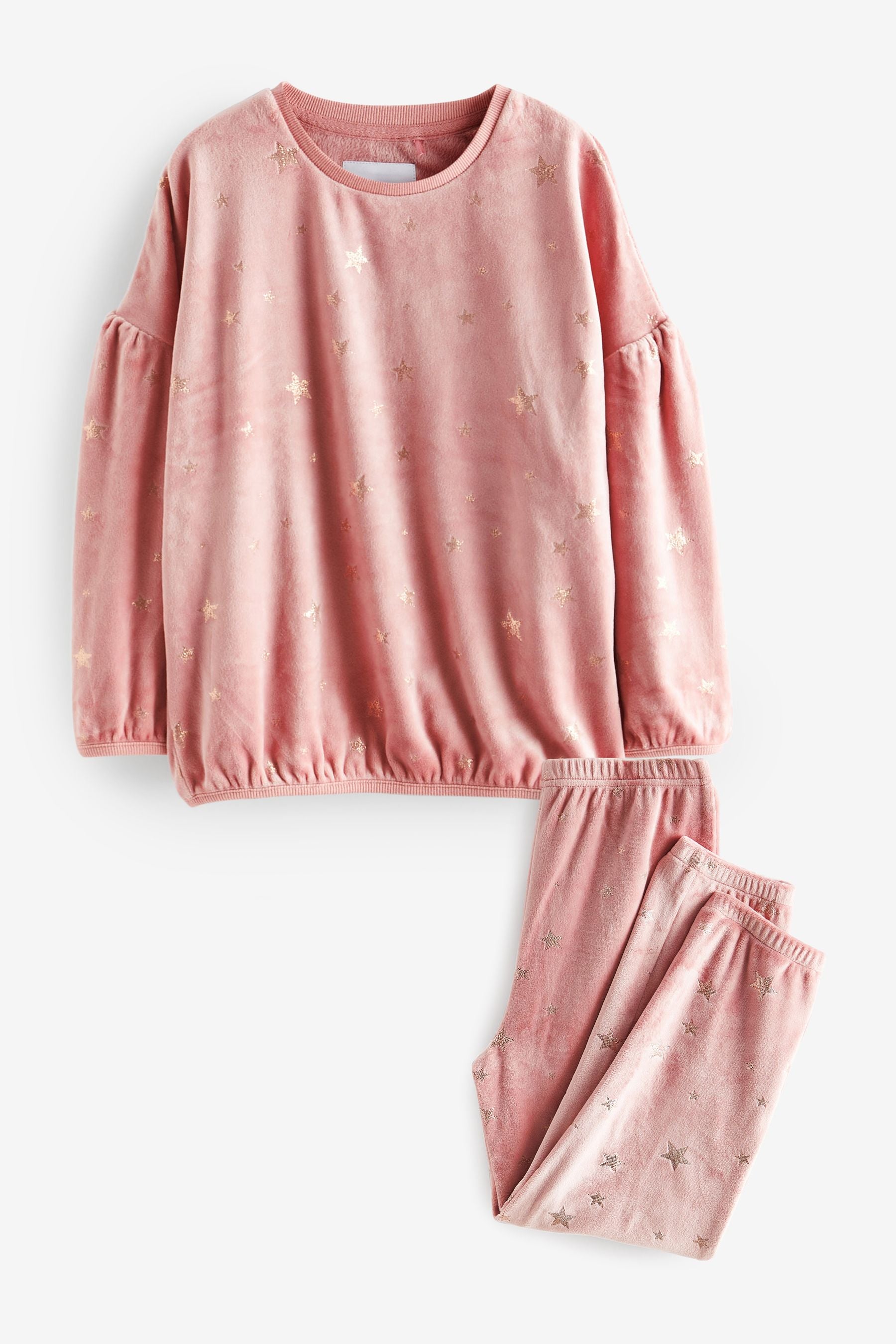 Pink Metallic Star Cosy Fleece Pyjamas (3-16yrs)