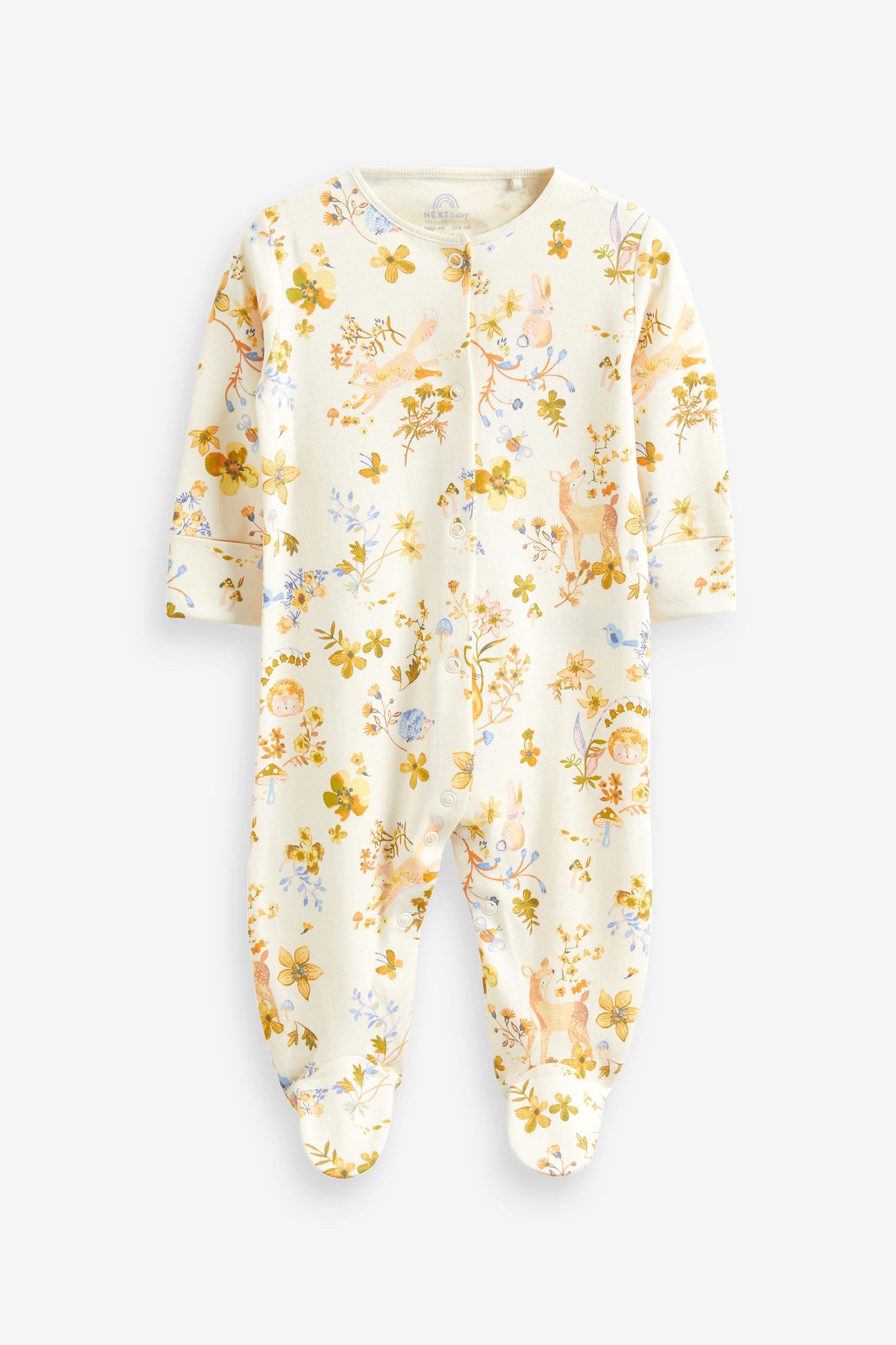 Ochre Yellow Baby Footed Sleepsuits 5 Pack (0-2yrs)