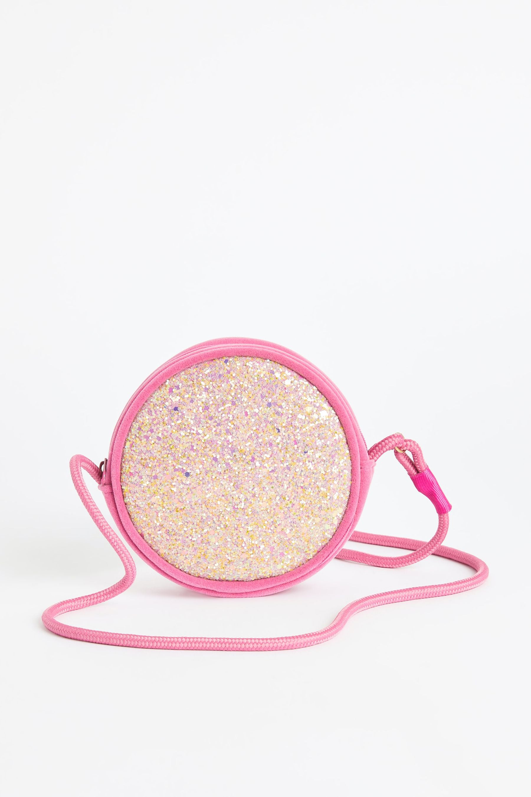 Bright Pink Mini Glitter Round Bag