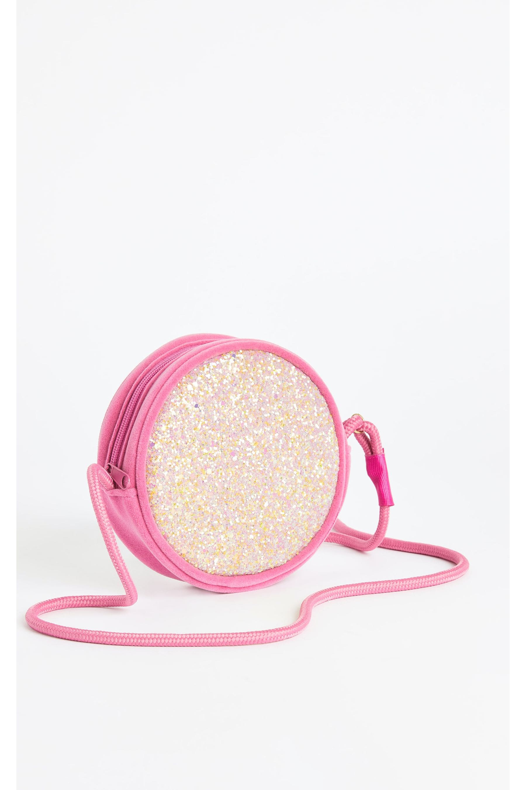 Bright Pink Mini Glitter Round Bag