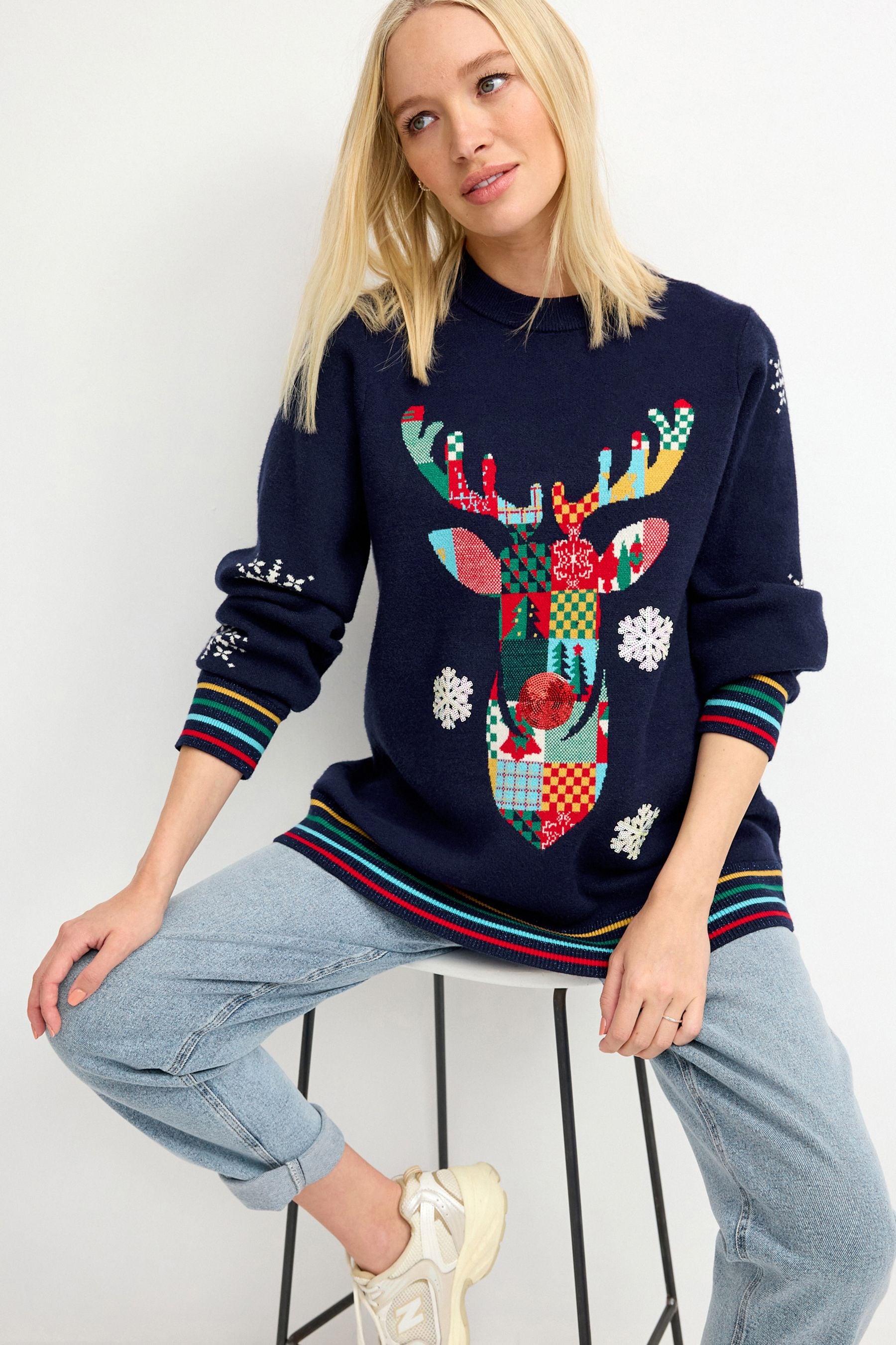 Navy Blue Maternity Christmas Jumper