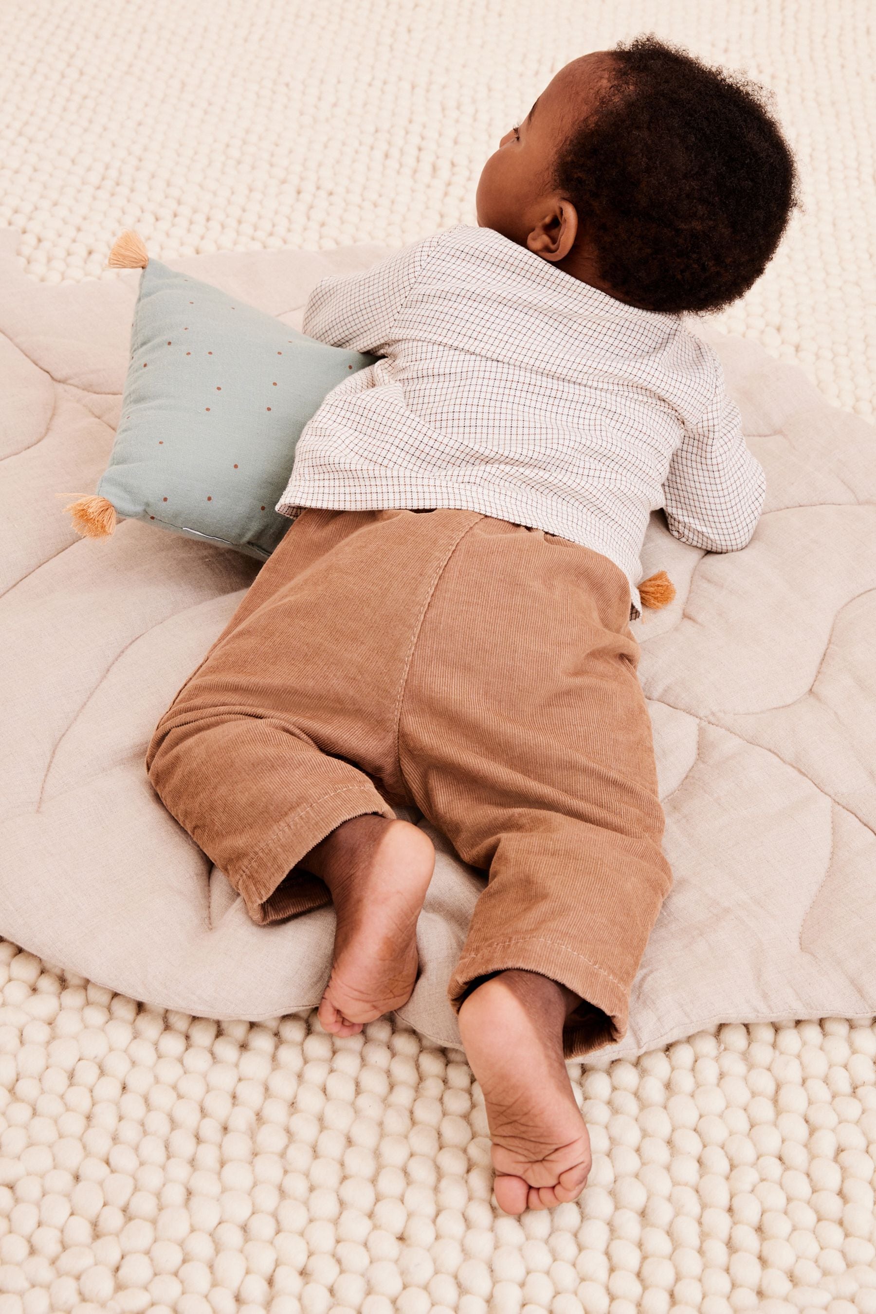 Brown Check Shirt And Corduroy Trousers Baby 2 Piece Set (0mths-2yrs)