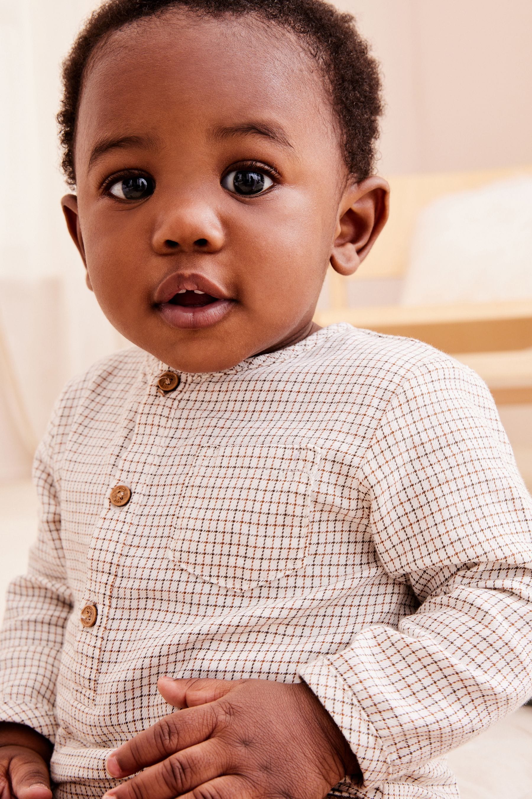 Brown Check Shirt And Corduroy Trousers Baby 2 Piece Set (0mths-2yrs)