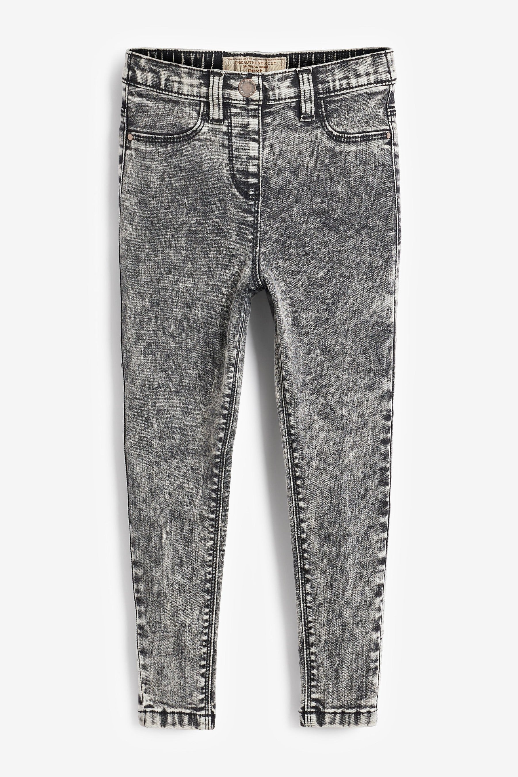 Charcoal Grey Acid Wash Denim Regular Length Jeggings (3-16yrs)