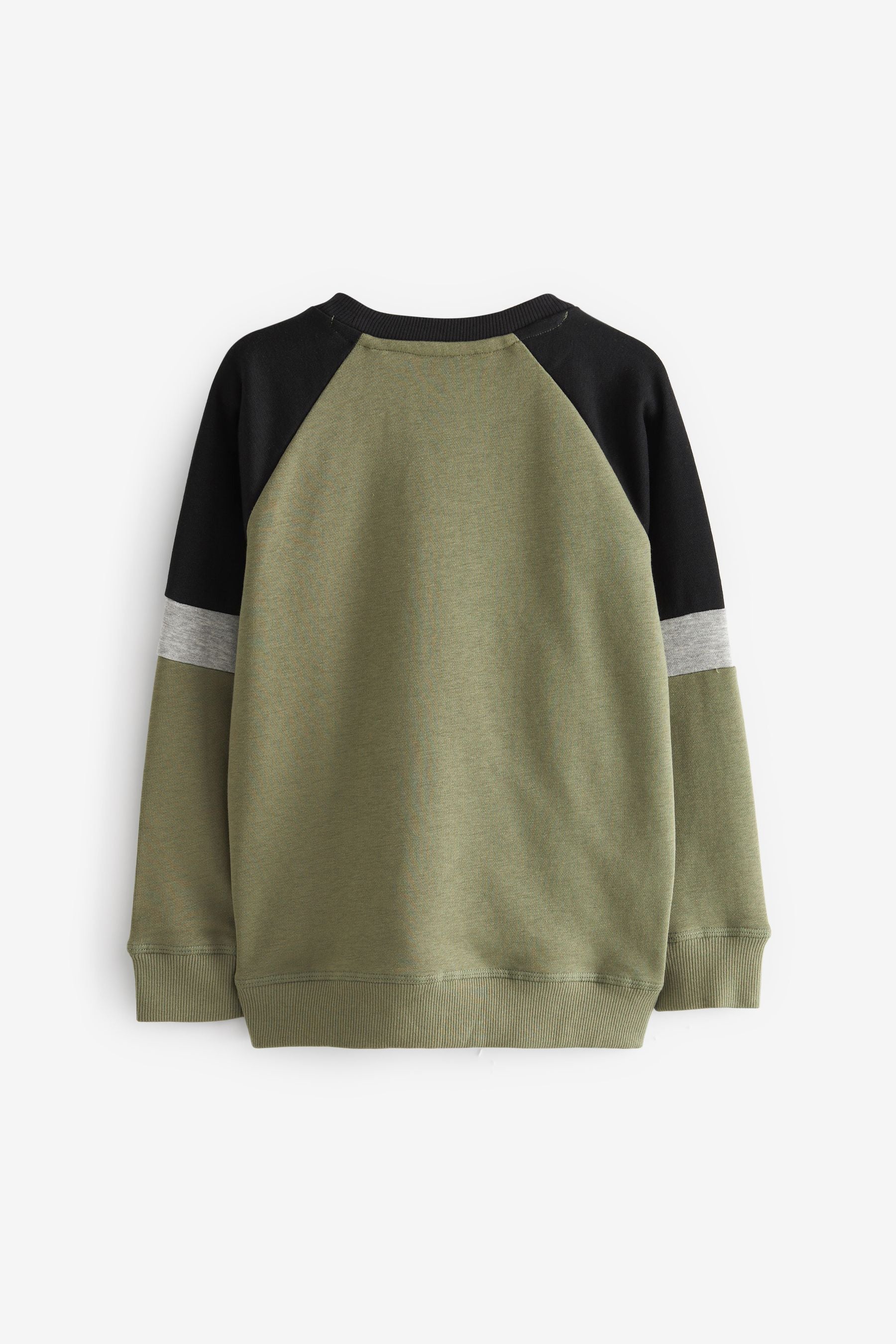 Khaki Green Long Sleeve Raglan Midweight Sweat Top (3-16yrs)