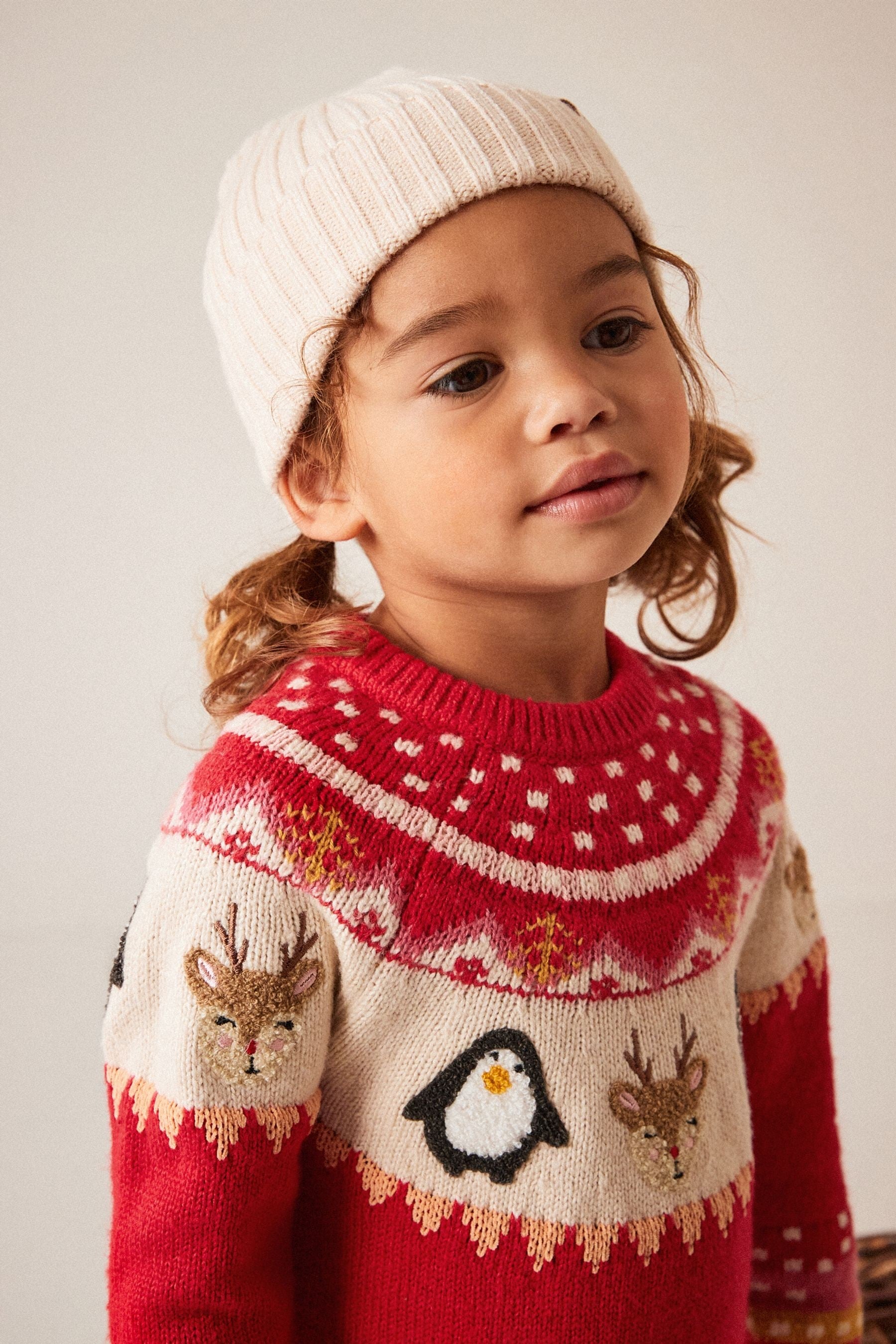 Red Reindeer Knitted Jumper Dress (3mths-7yrs)