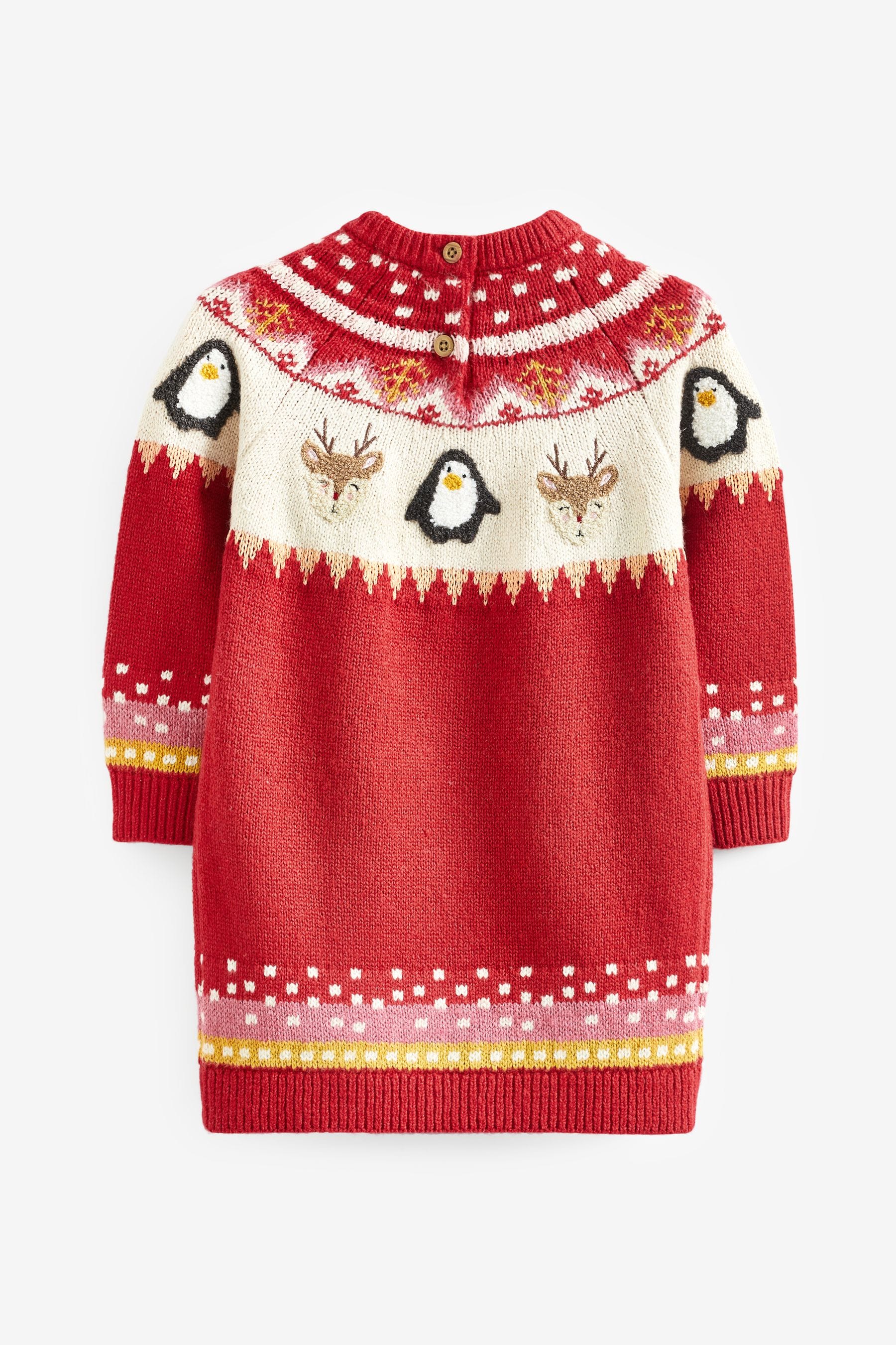 Red Reindeer Knitted Jumper Dress (3mths-7yrs)