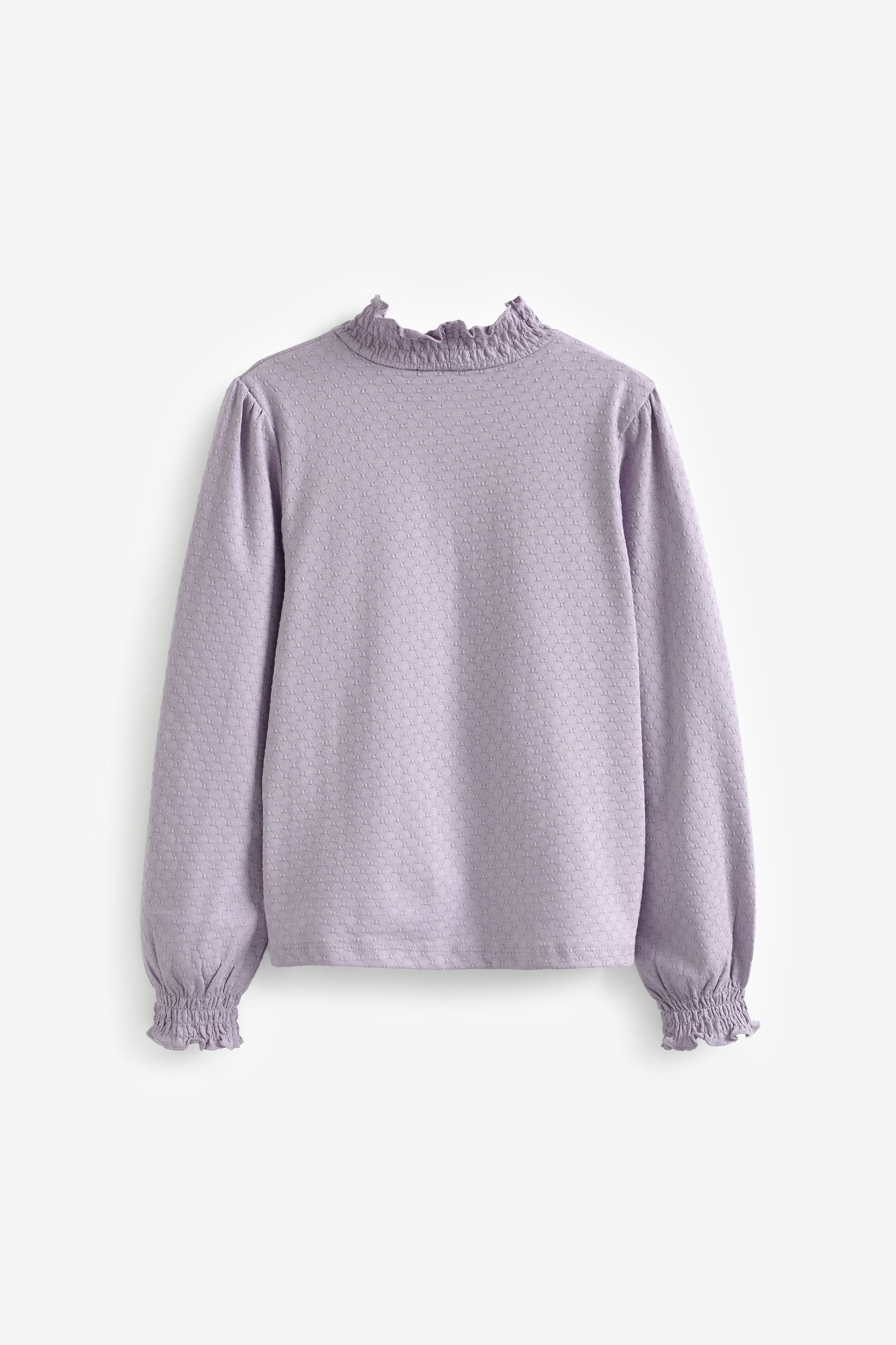 Lilac Purple Shirred High Neck Textured Top (3-16yrs)