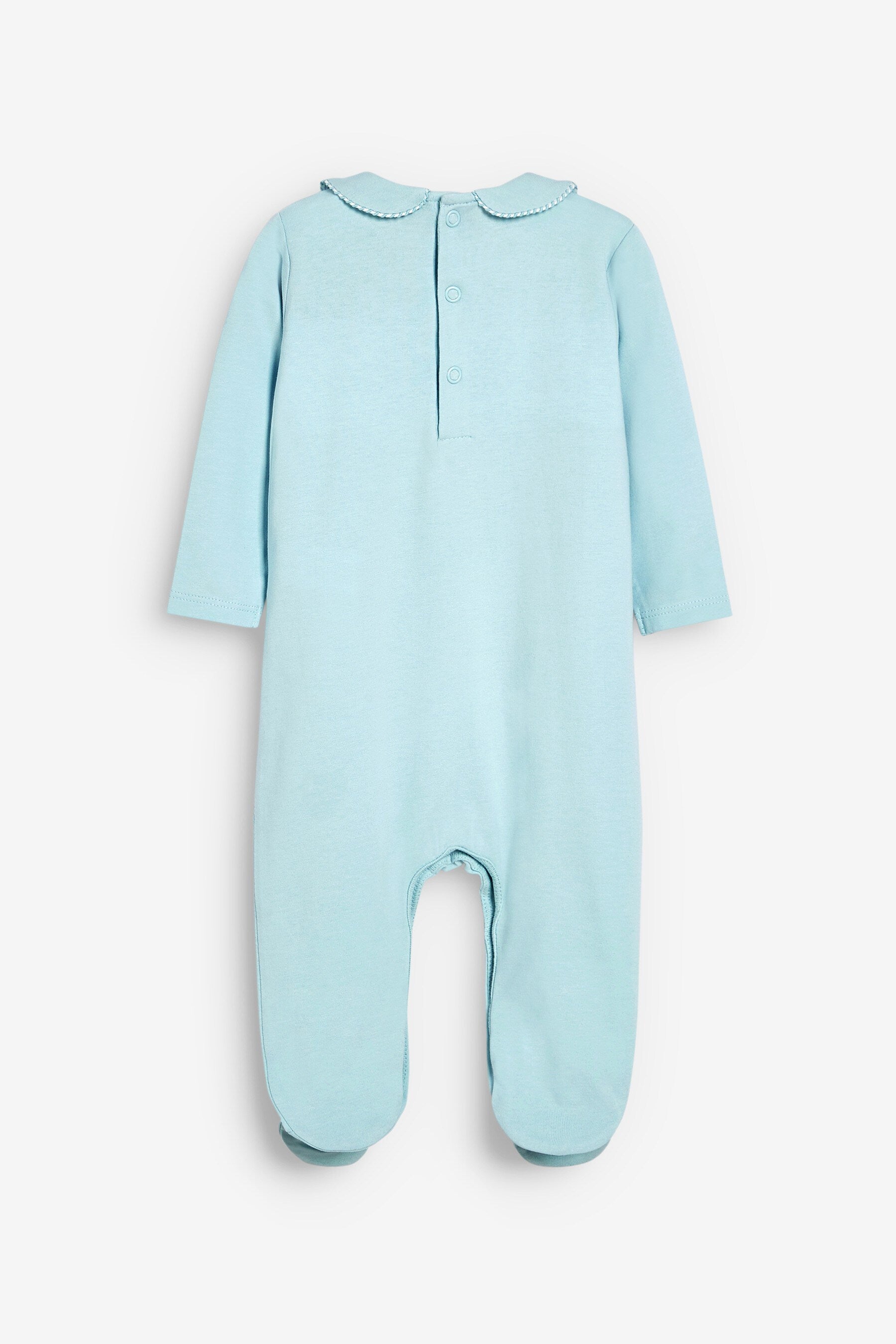 Blue Smart Smock Detail Sleepsuit (0mths-2yrs)