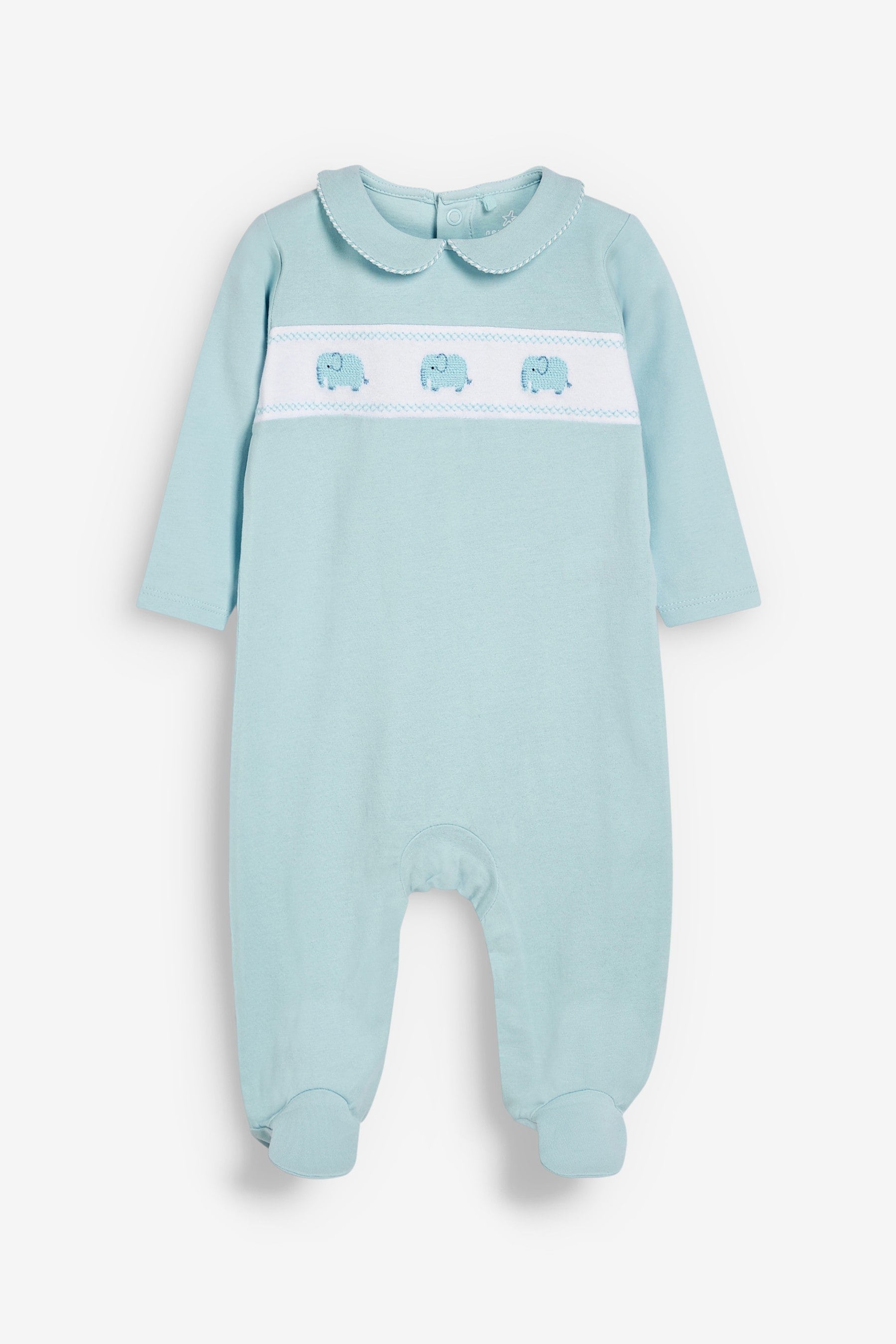 Blue Smart Smock Detail Sleepsuit (0mths-2yrs)