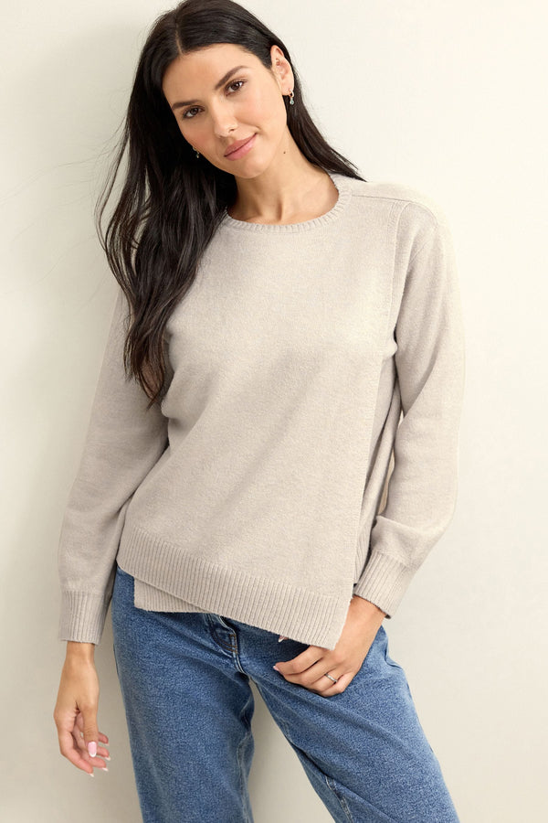 Ecru Maternity Knitted Long Sleeve Nursing Top