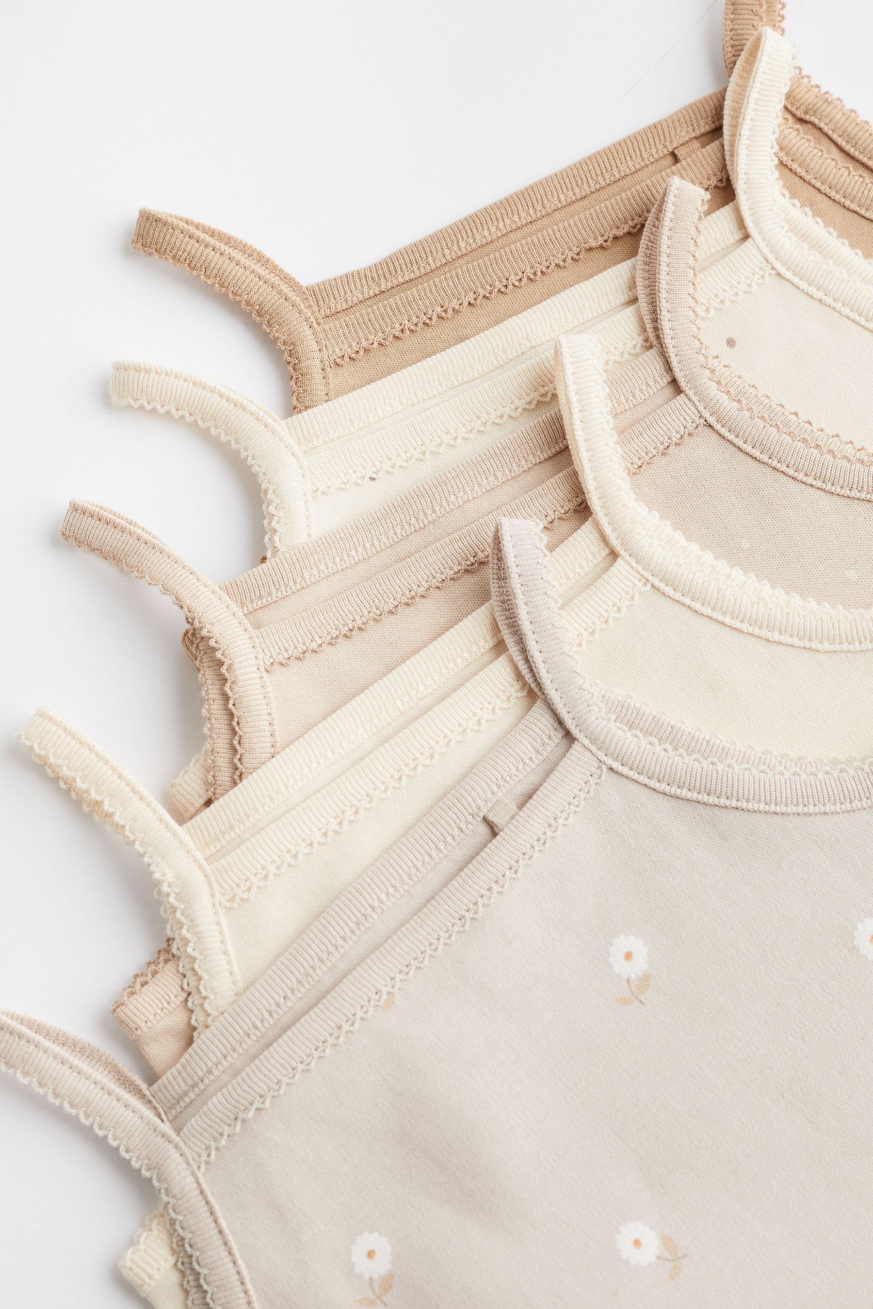 Beige Baby Strappy Vest Bodysuits 5 Pack