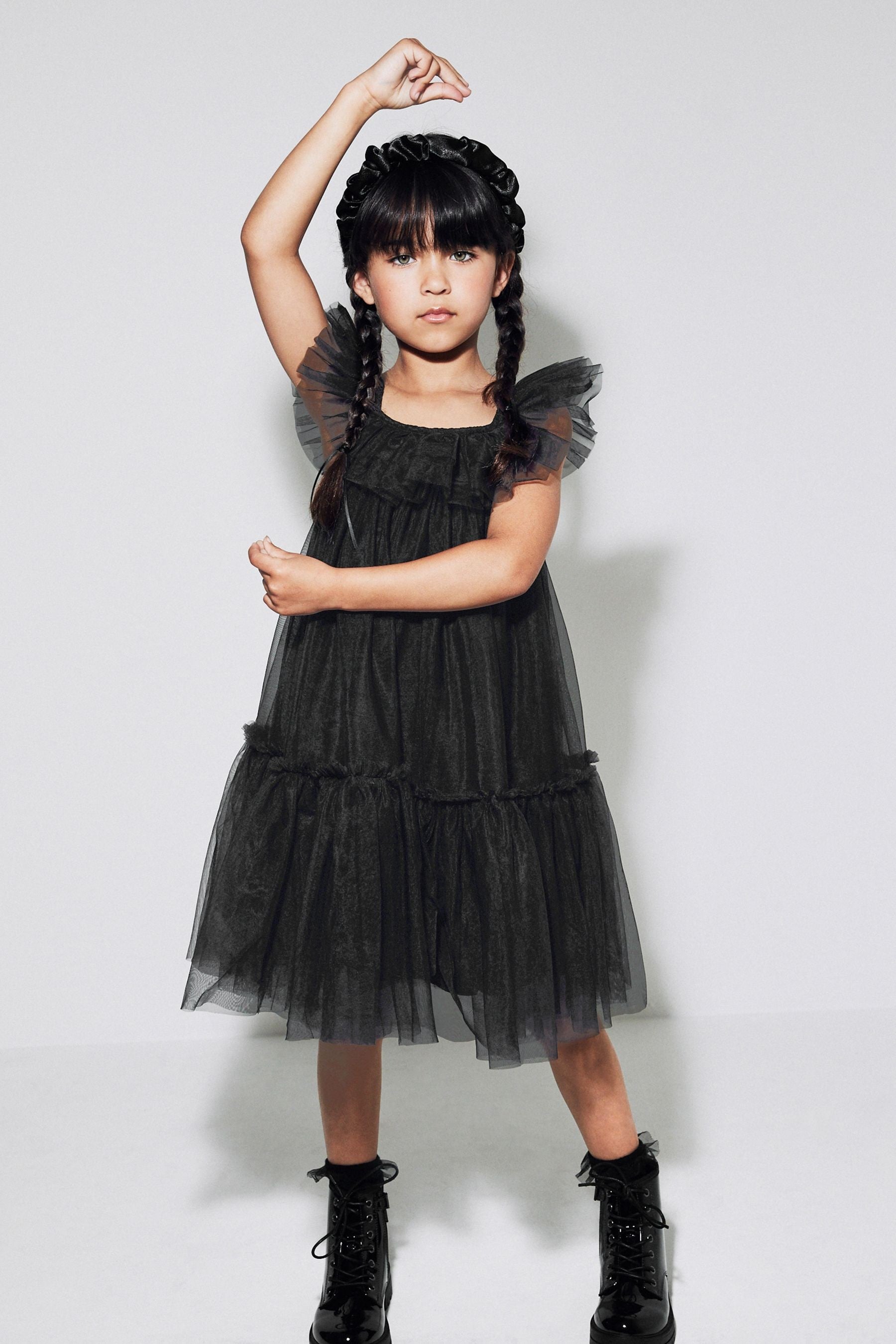 Black Mesh Party Dress (3-16yrs)