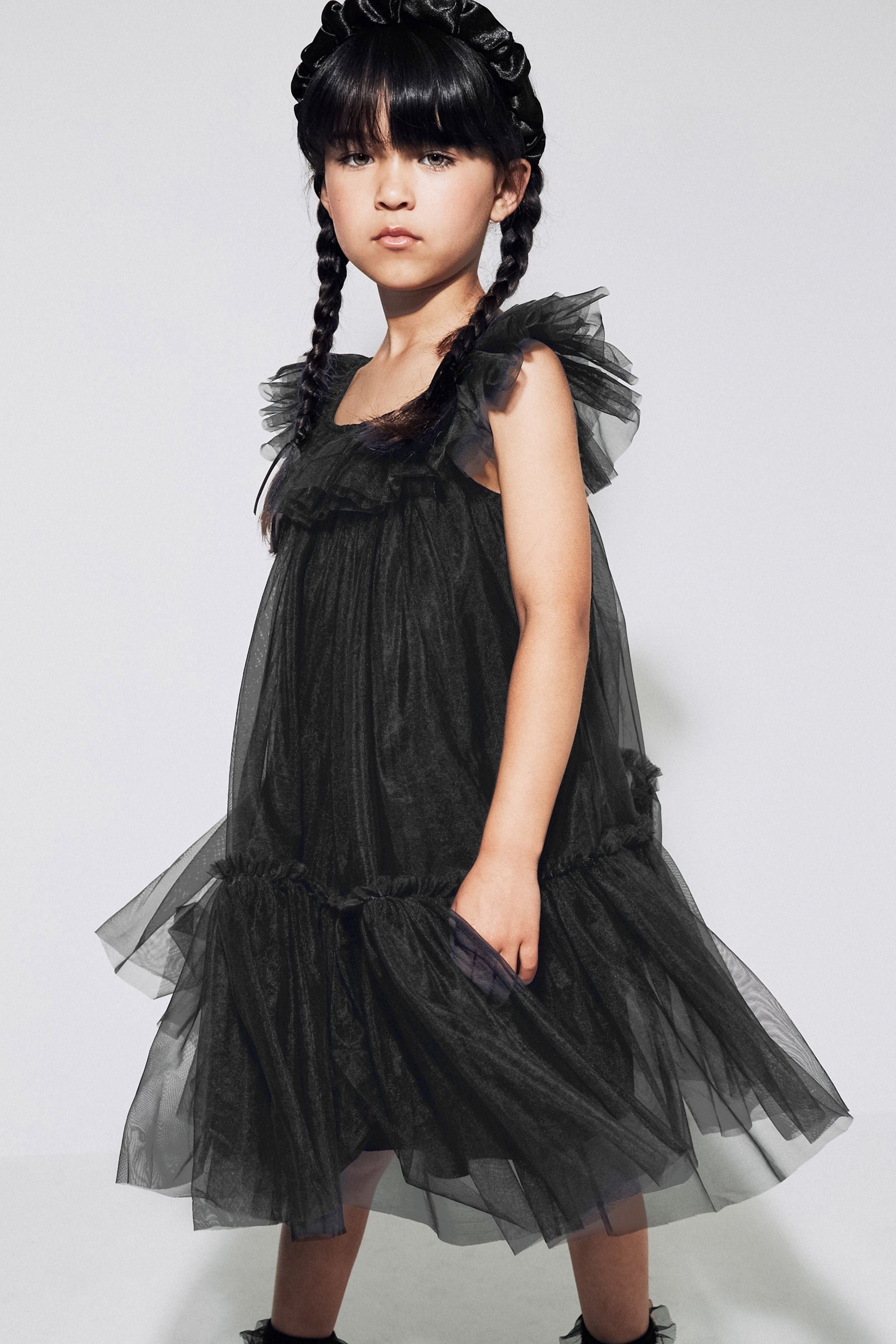 Black Mesh Party Dress (3-16yrs)