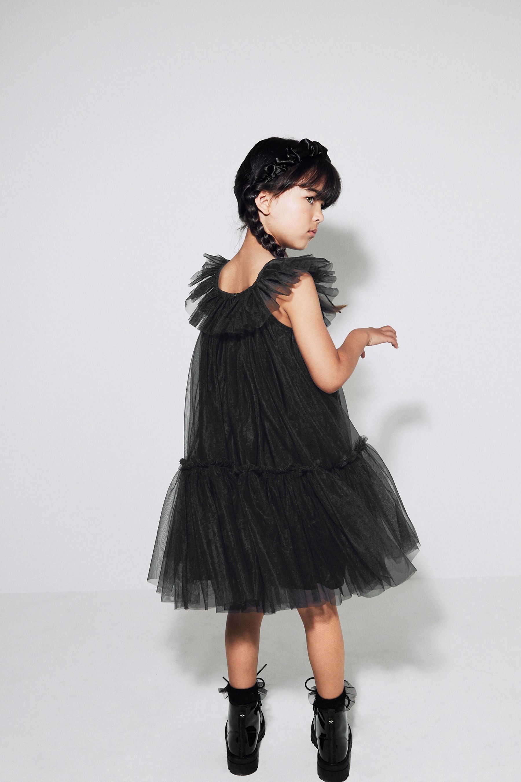 Black Mesh Party Dress (3-16yrs)