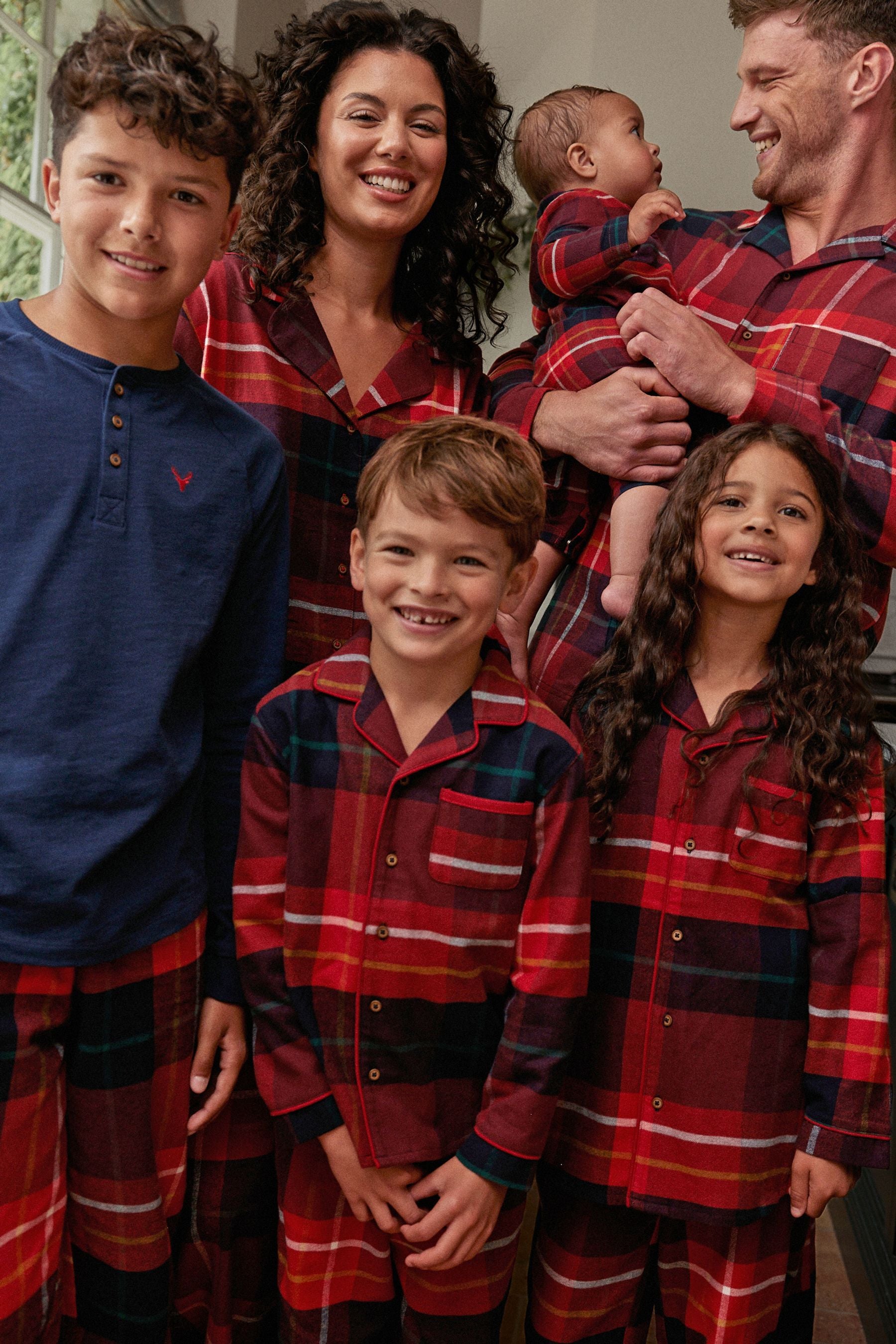 Red/Navy Check Red/Navy Check Matching Family Older Kids Christmas Cotton Pyjamas (3-16yrs) (3-16yrs)