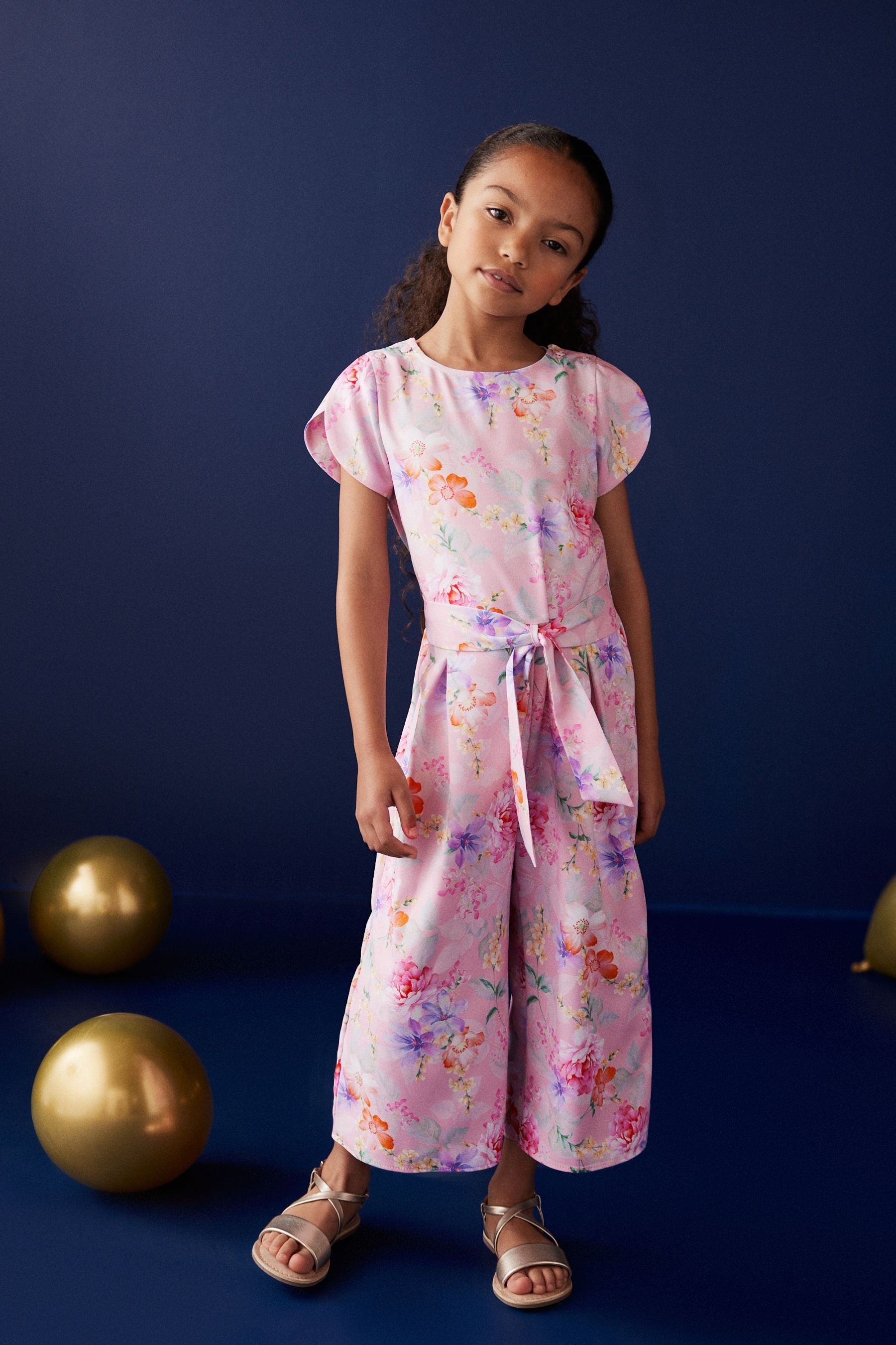 Pink Floral Print Jumpsuit (3-16yrs)