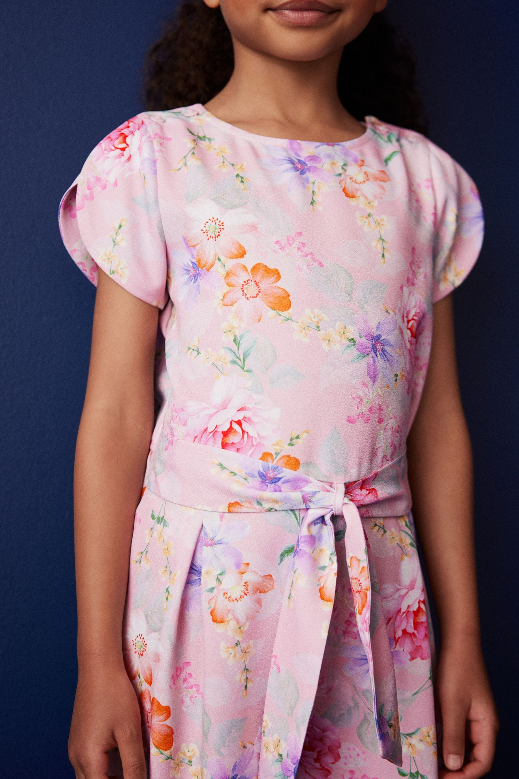 Pink Floral Print Jumpsuit (3-16yrs)