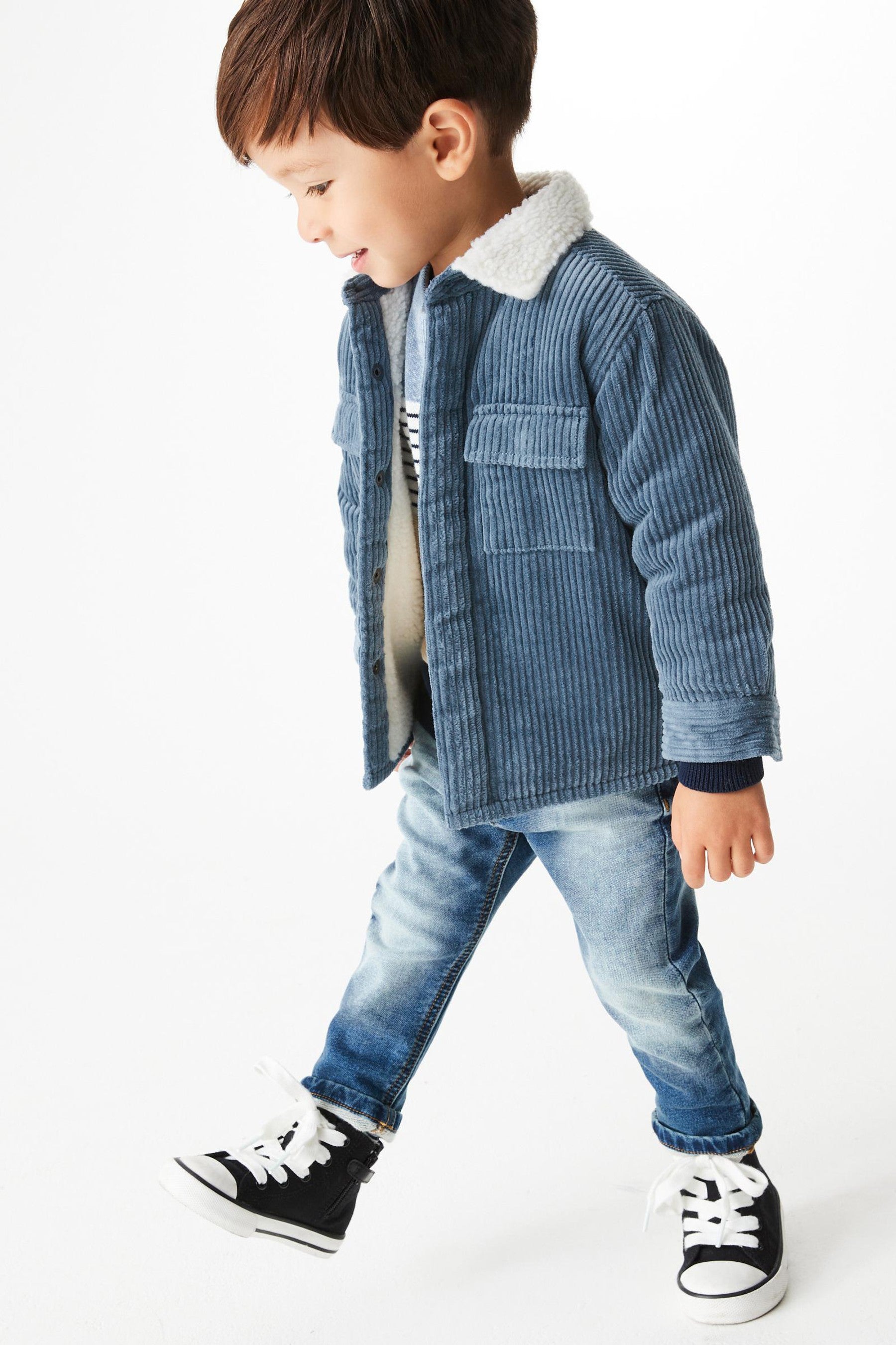 Blue Cord Borg Collar Jacket (3mths-7yrs)