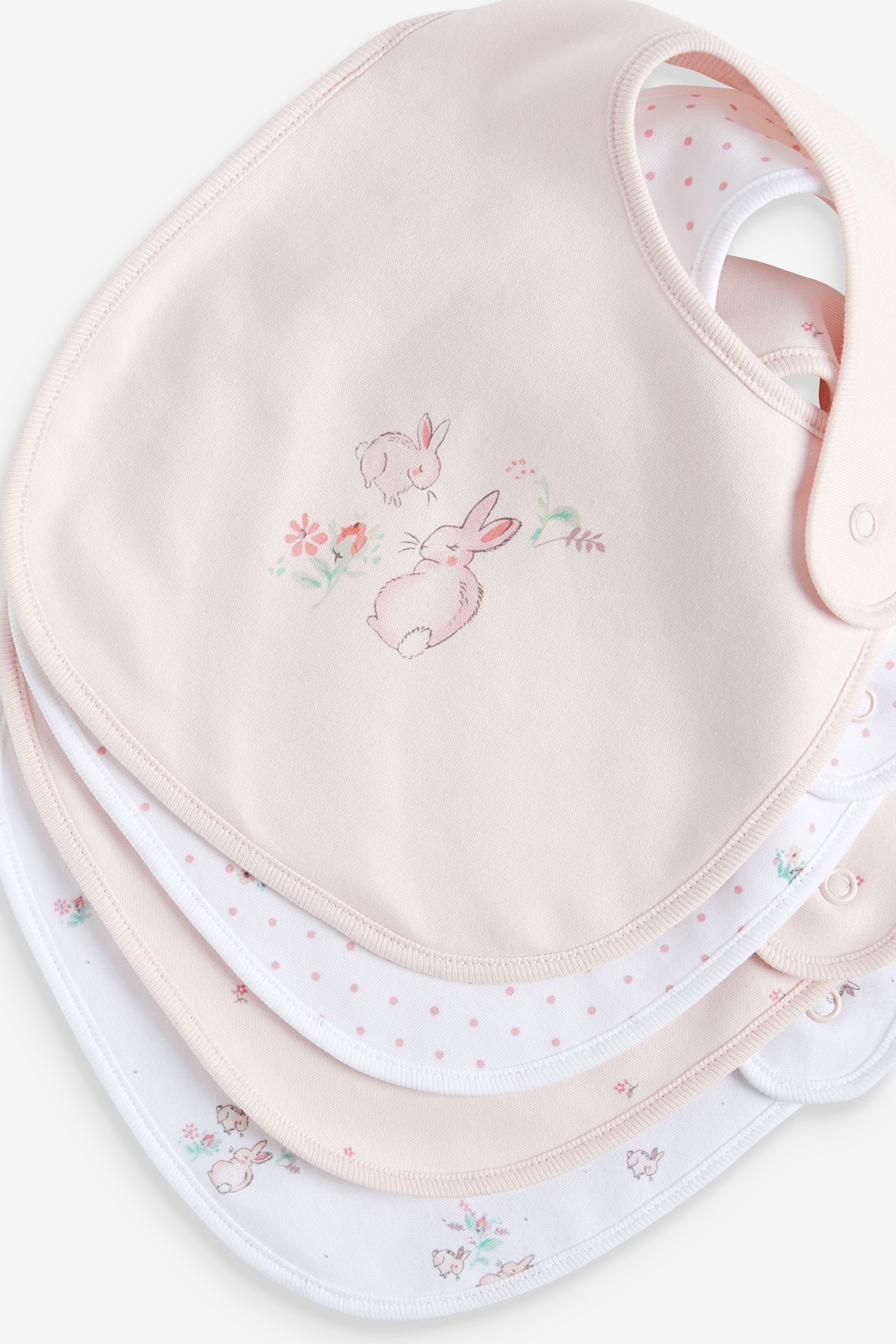 Pink 4 Pack Delicate Bunny Baby Bibs