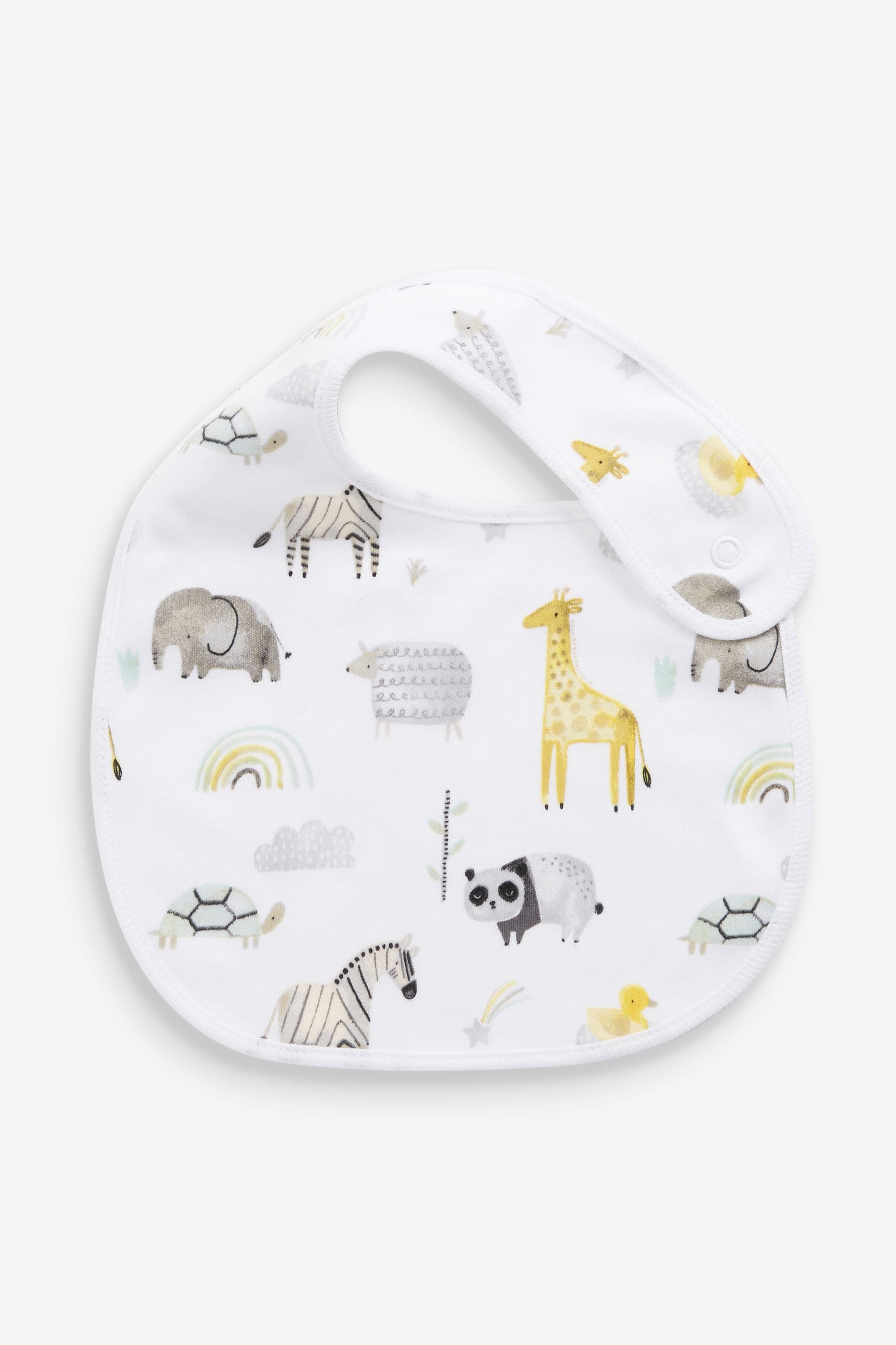 White 3 Pack Cotton Safari Baby Bibs