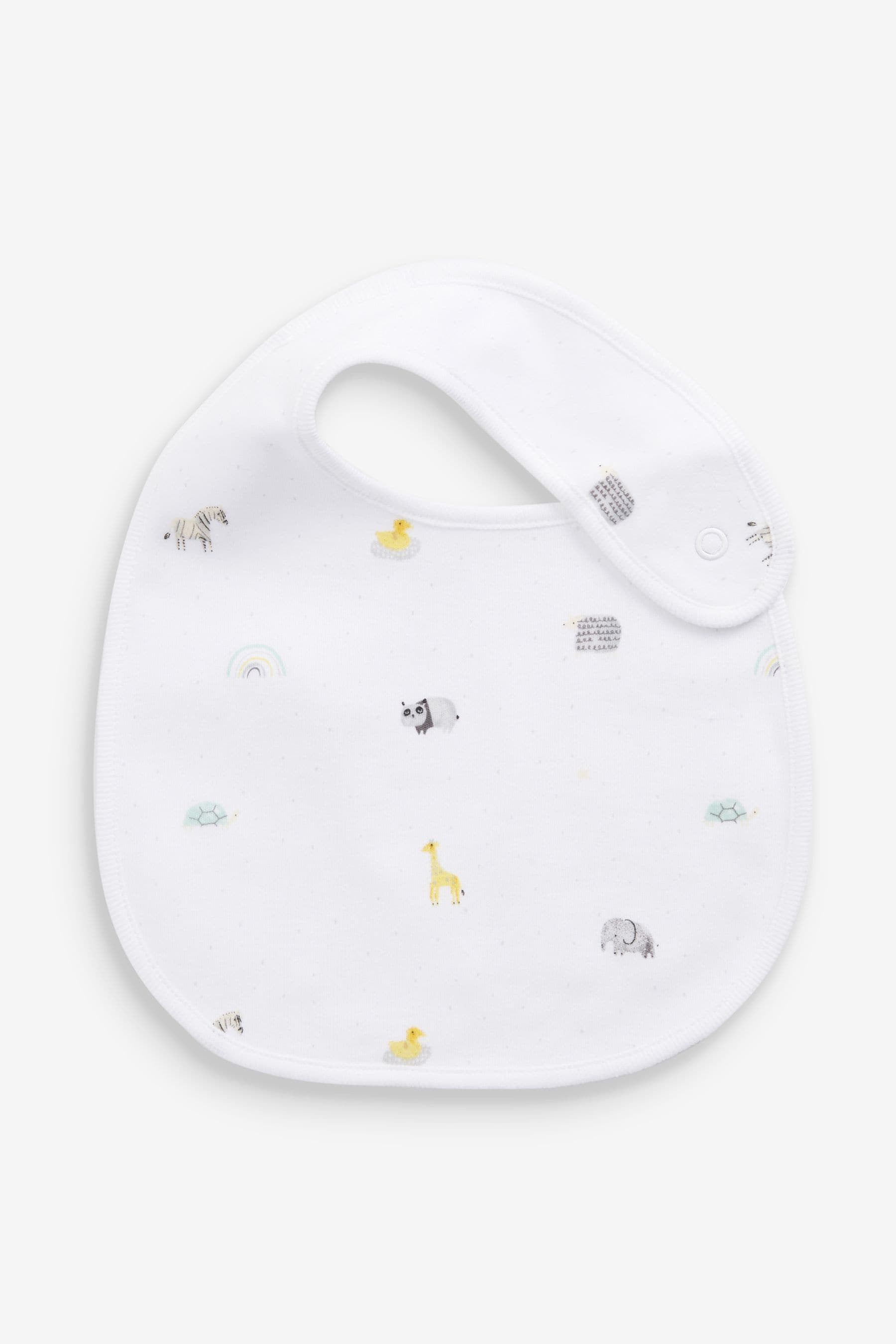 White 3 Pack Cotton Safari Baby Bibs