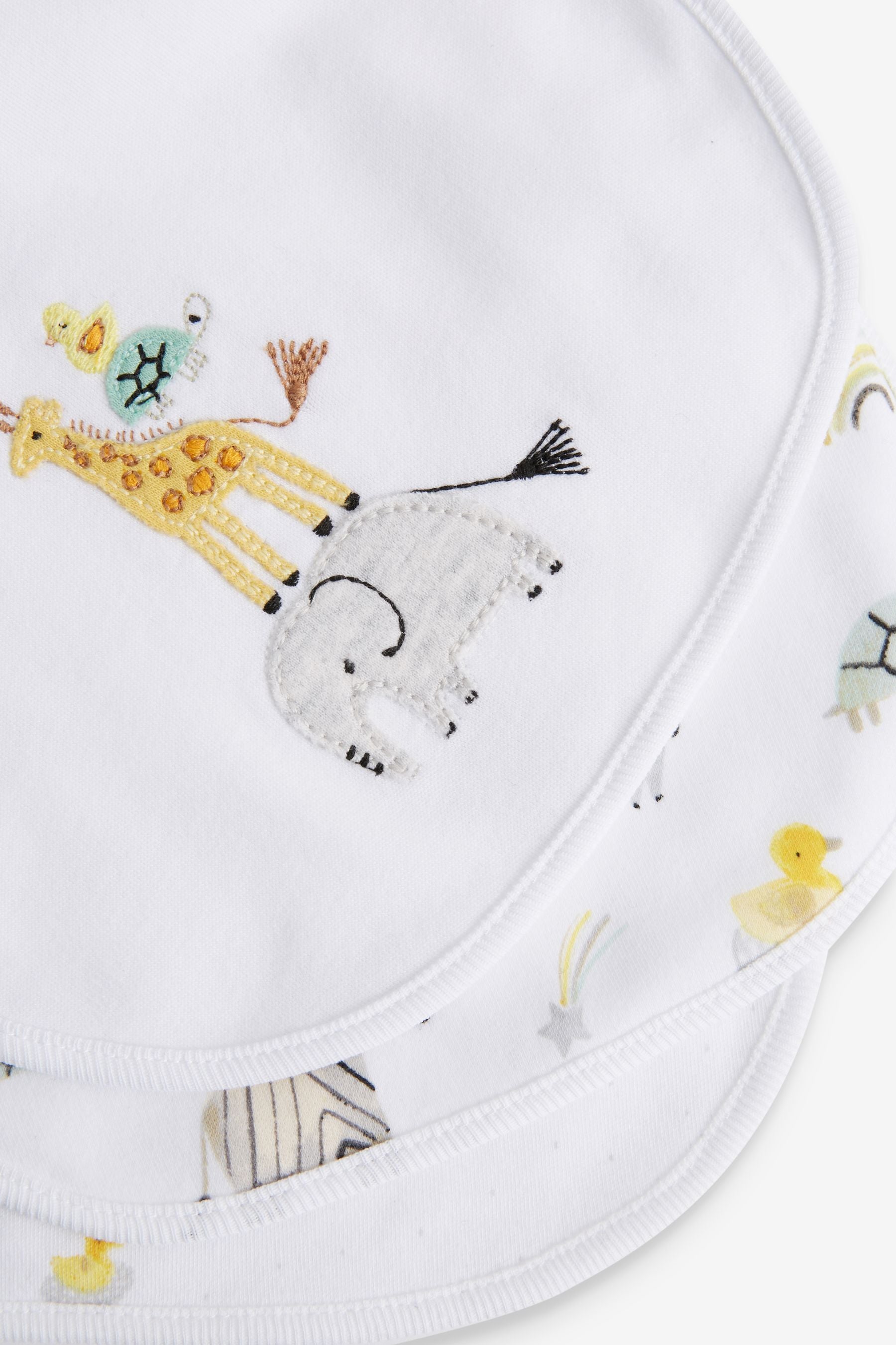 White 3 Pack Cotton Safari Baby Bibs