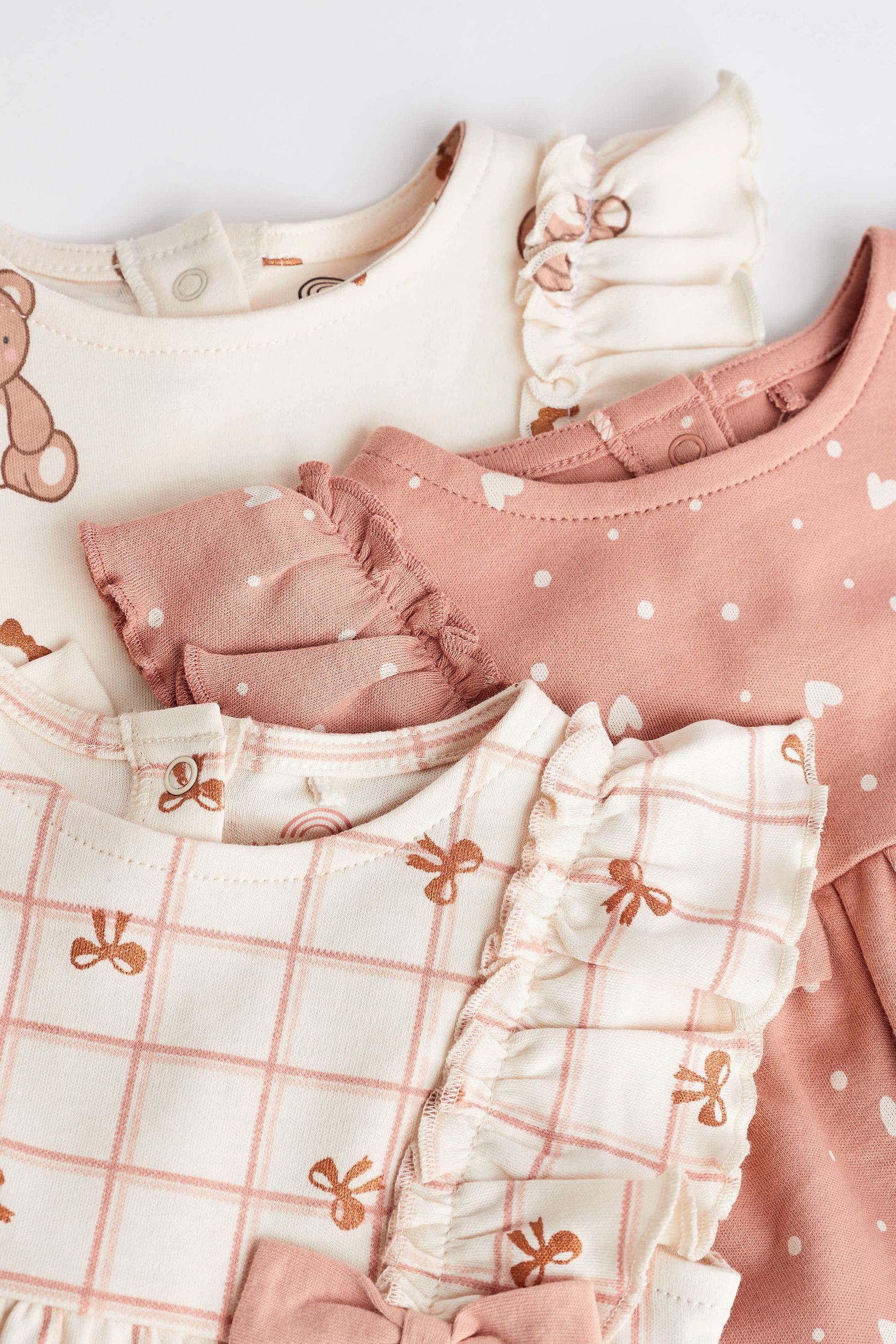 Pink/Cream Baby Rompers 3 Pack