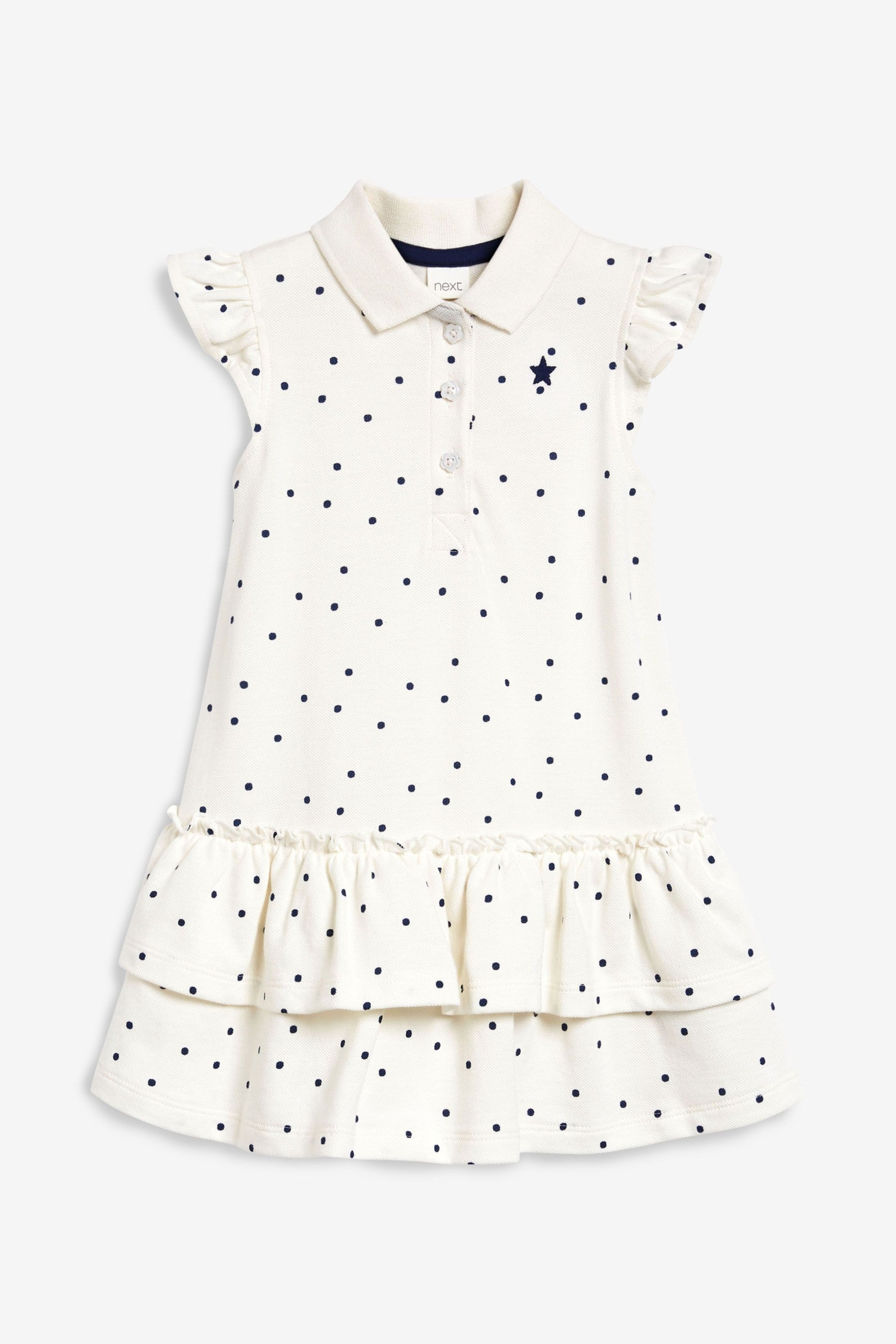 Ecru Cream/Navy Blue Pique Polo Dress (3mths-7yrs)