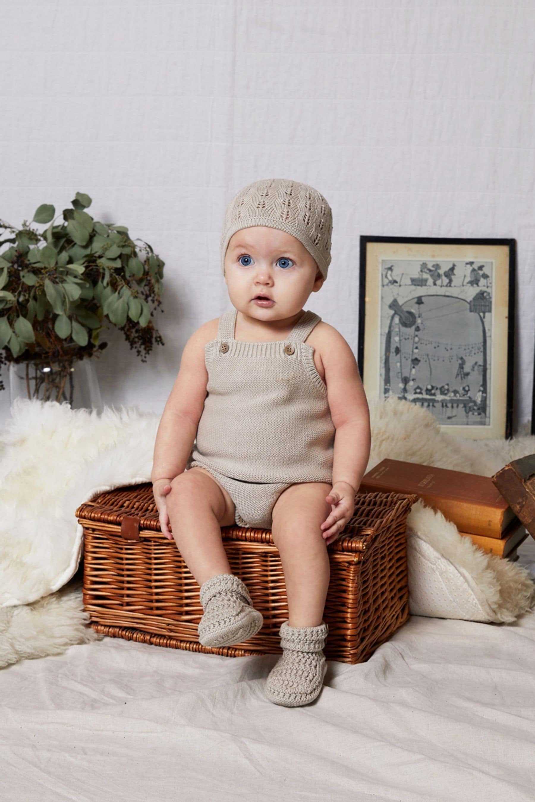 Cream The Little Tailor Stylish Baby Knitted Romper