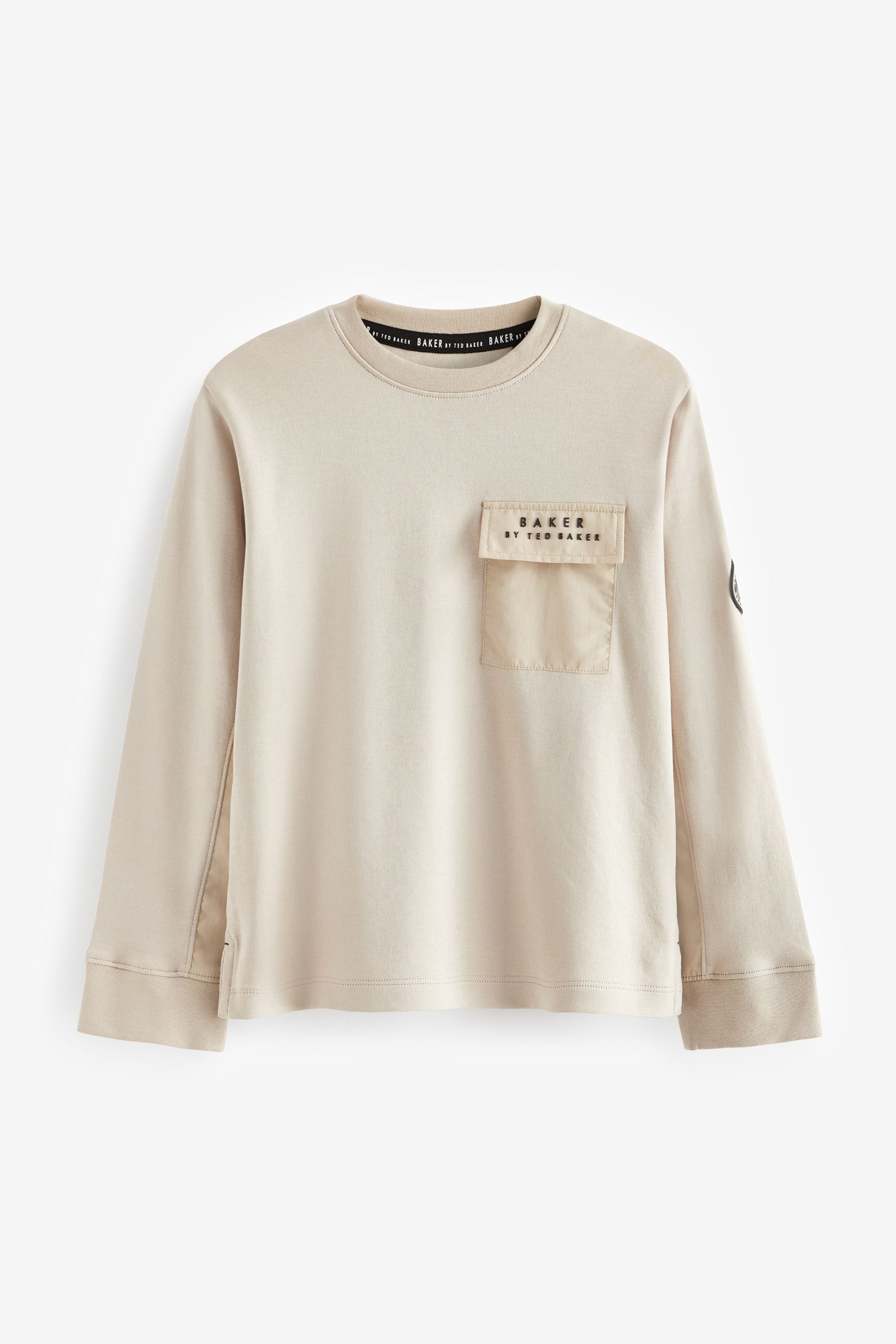 Tan Brown Baker by Ted Baker Long Sleeve Pocket T-Shirt