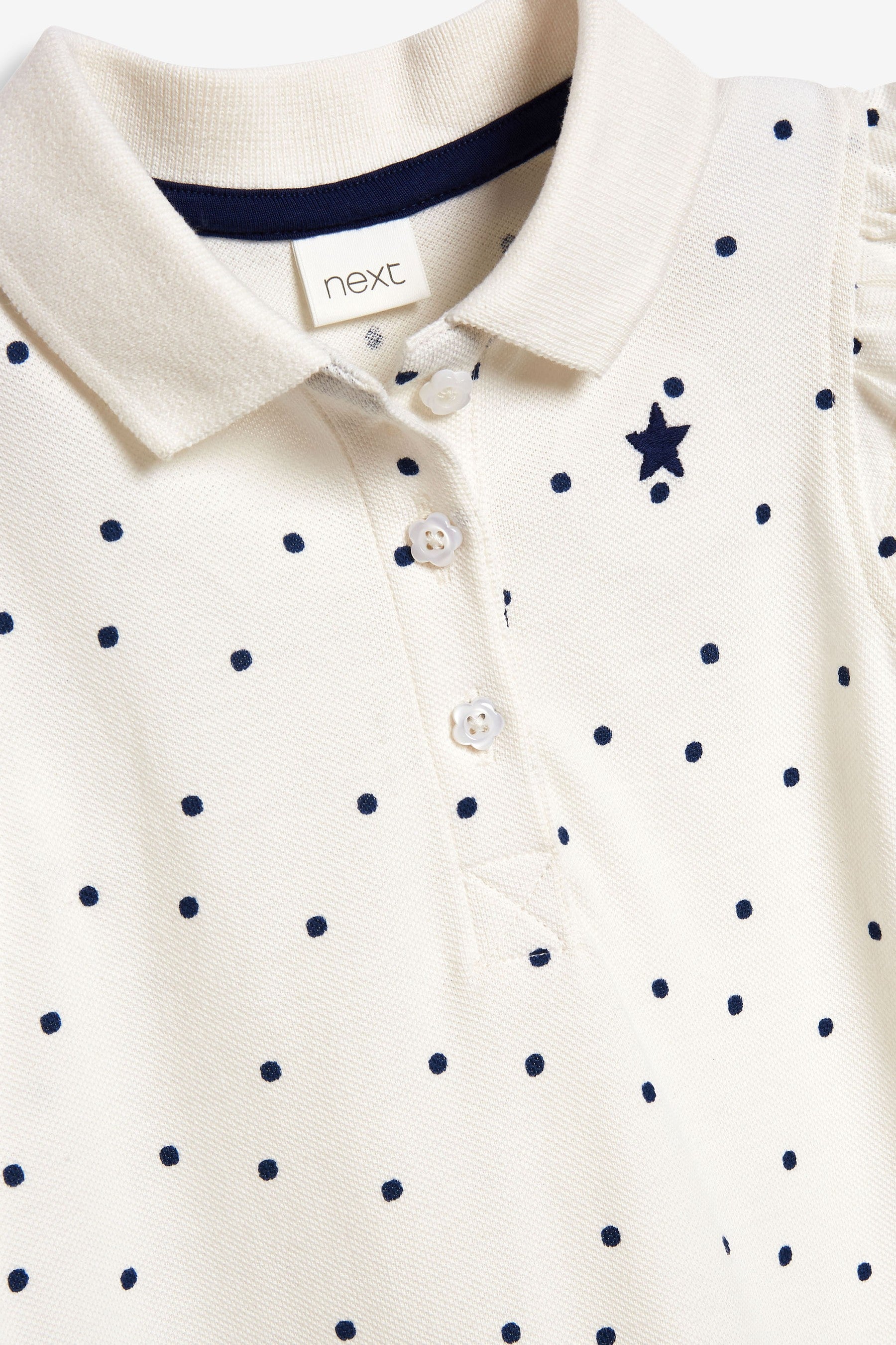 Ecru Cream/Navy Blue Pique Polo Dress (3mths-7yrs)