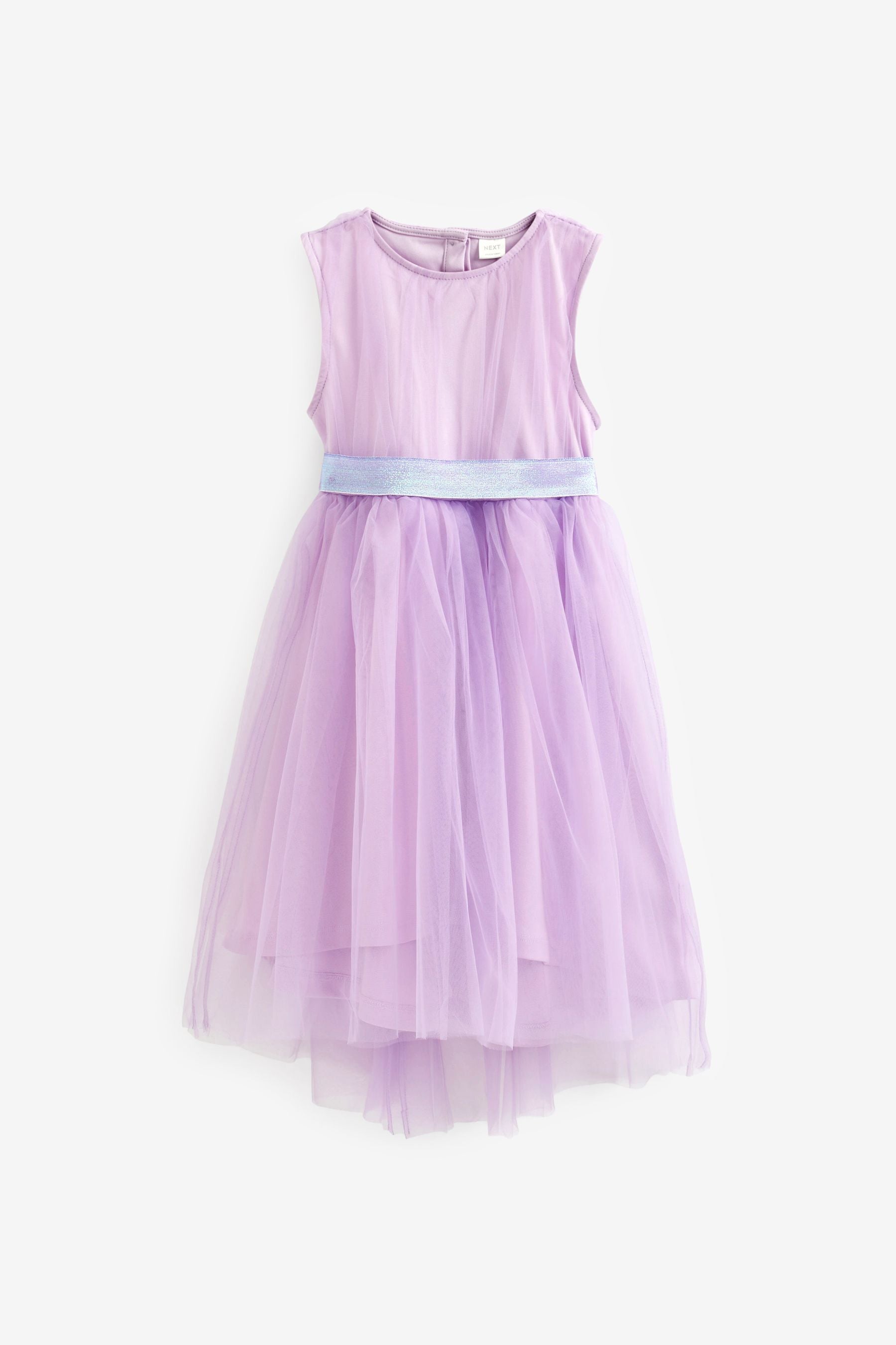 Lilac Purple Mesh Tie Back Party Dress (3-16yrs)