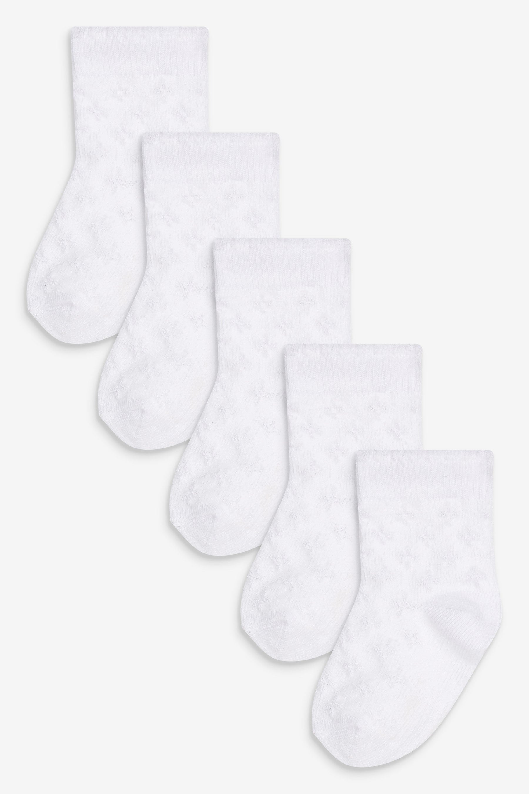 White 5 Pack Pointelle Baby Socks (0mths-3yrs)