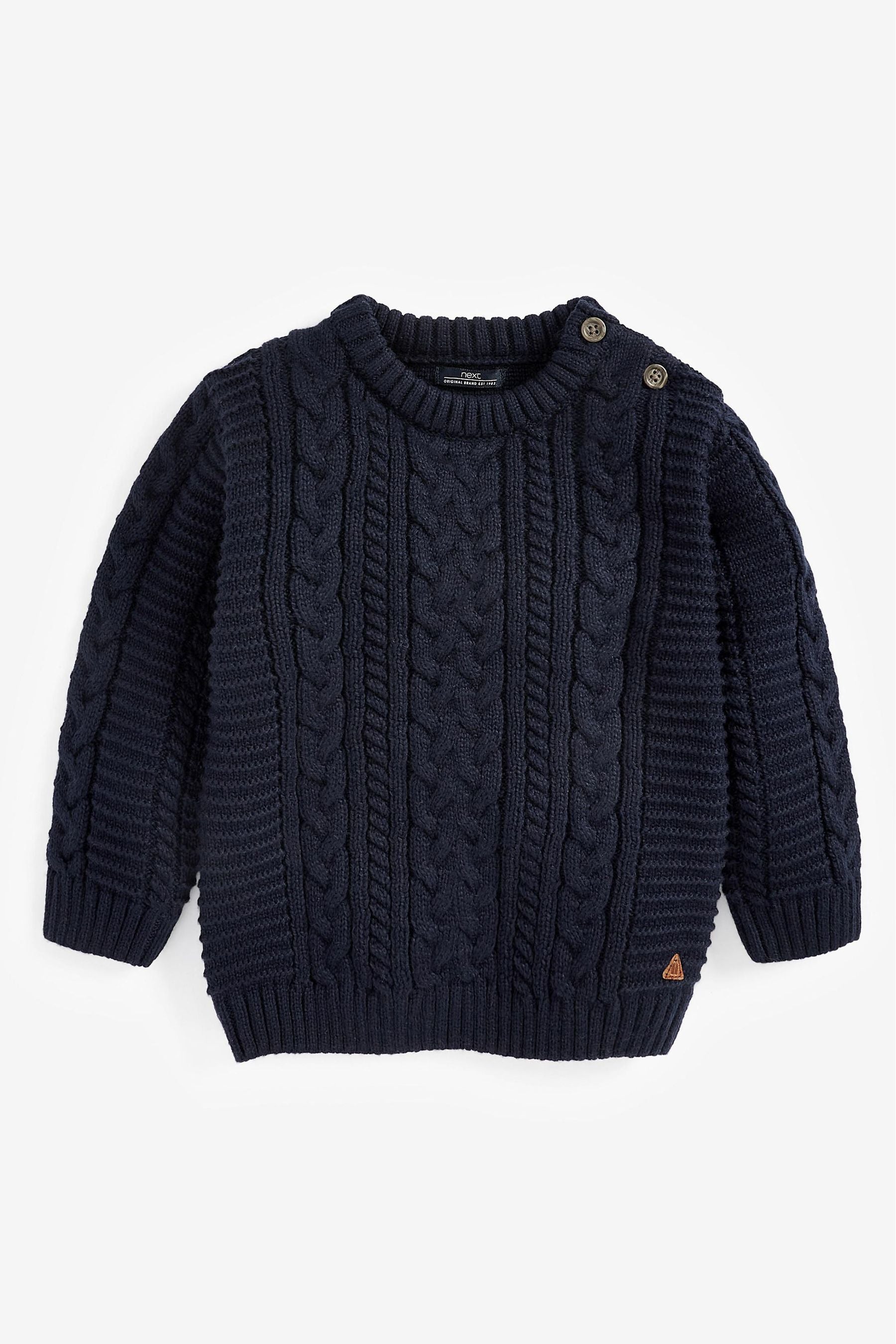 Navy Blue Cable Crew Jumper (3mths-7yrs)