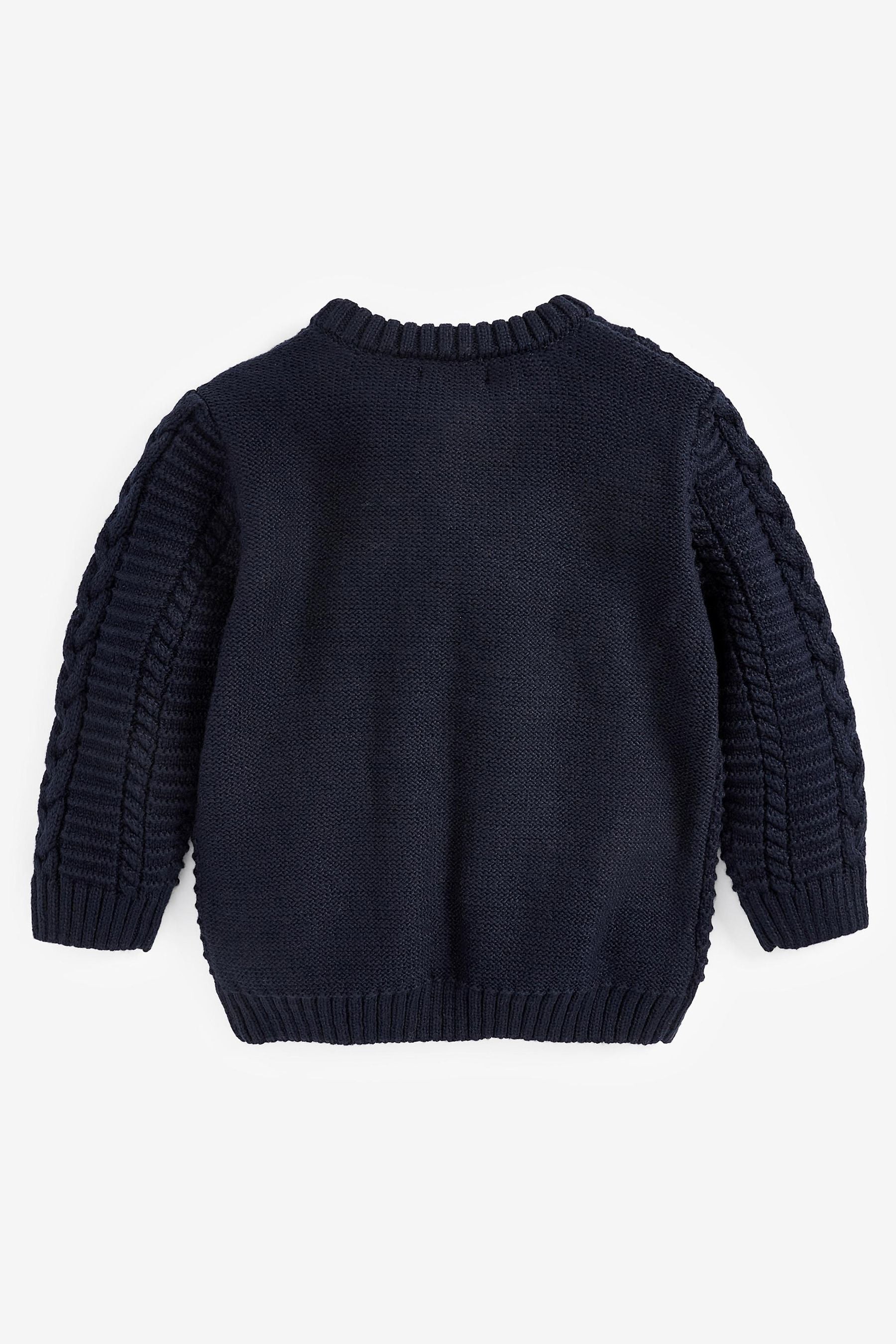 Navy Blue Cable Crew Jumper (3mths-7yrs)