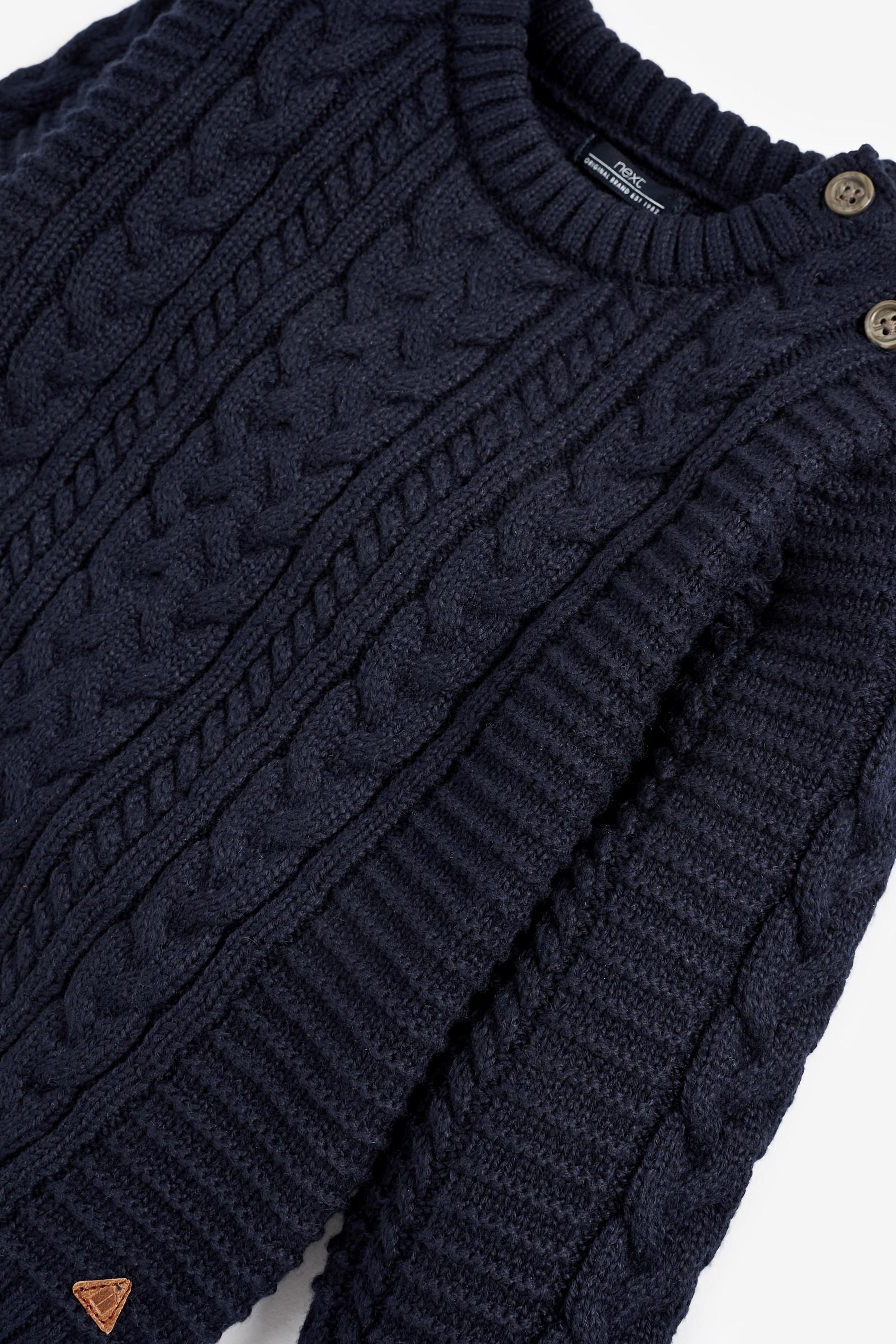 Navy Blue Cable Crew Jumper (3mths-7yrs)