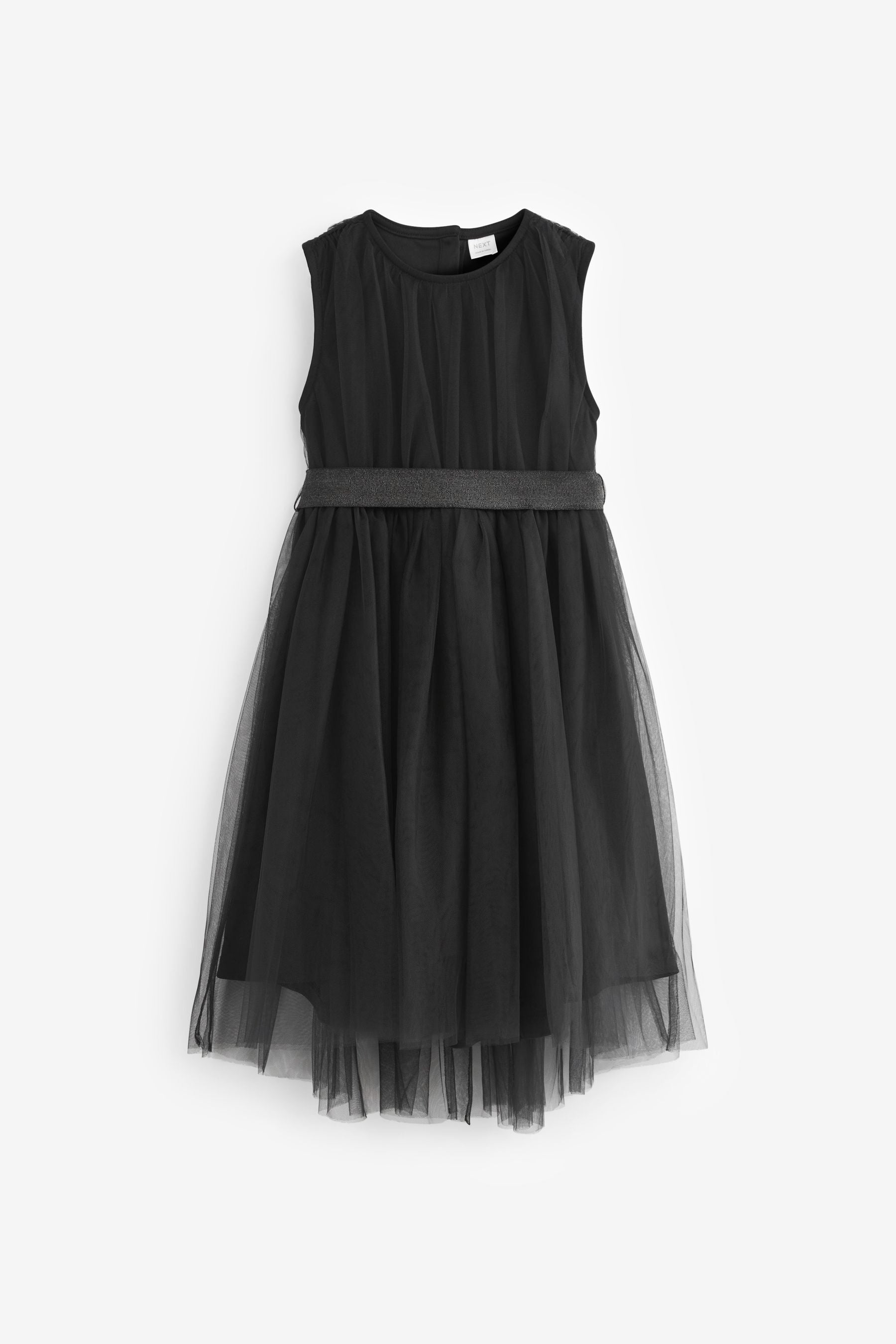 Black Mesh Tie Back Party Dress (3-16yrs)