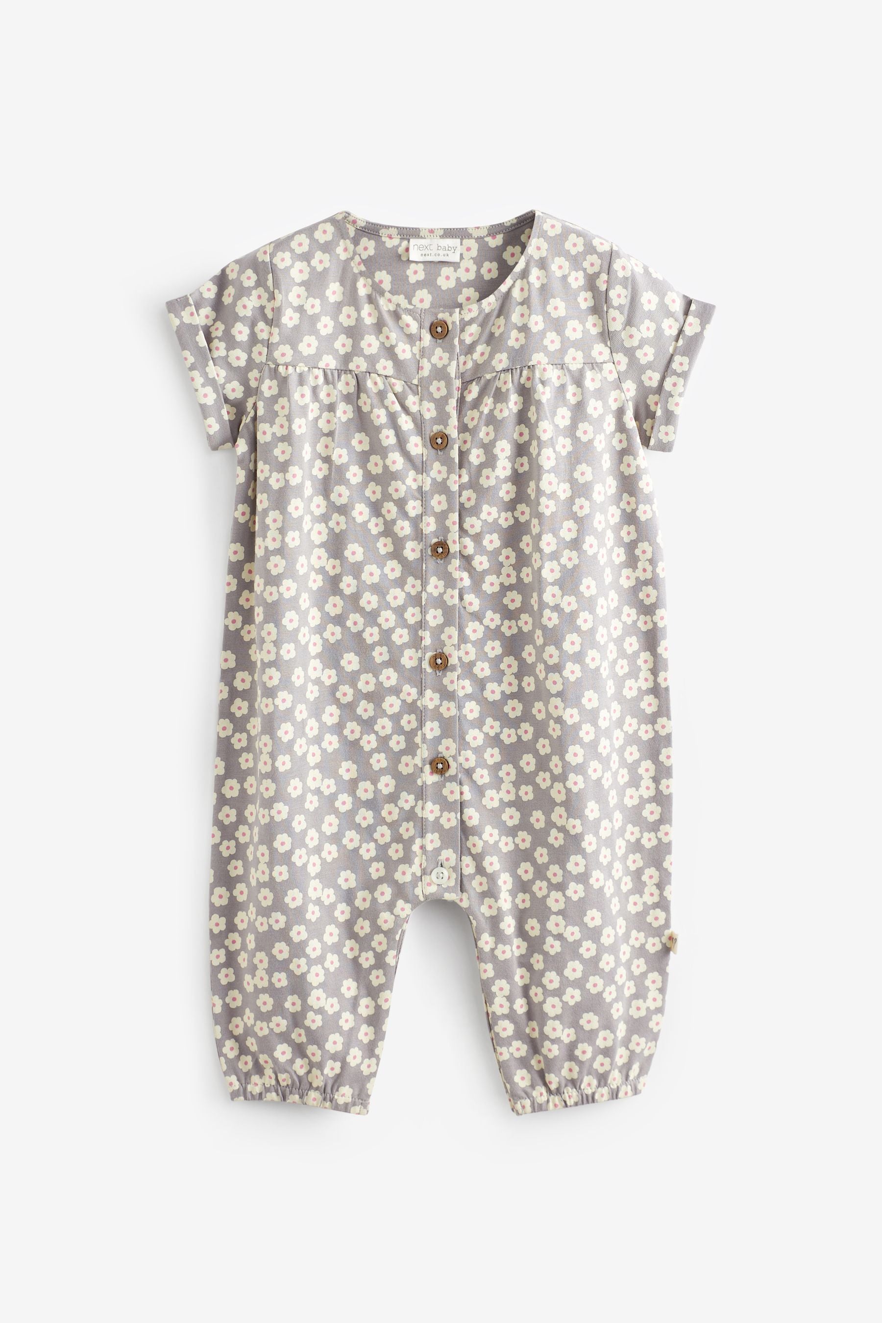 Grey Floral Baby Jersey Romper (0mths-2yrs)