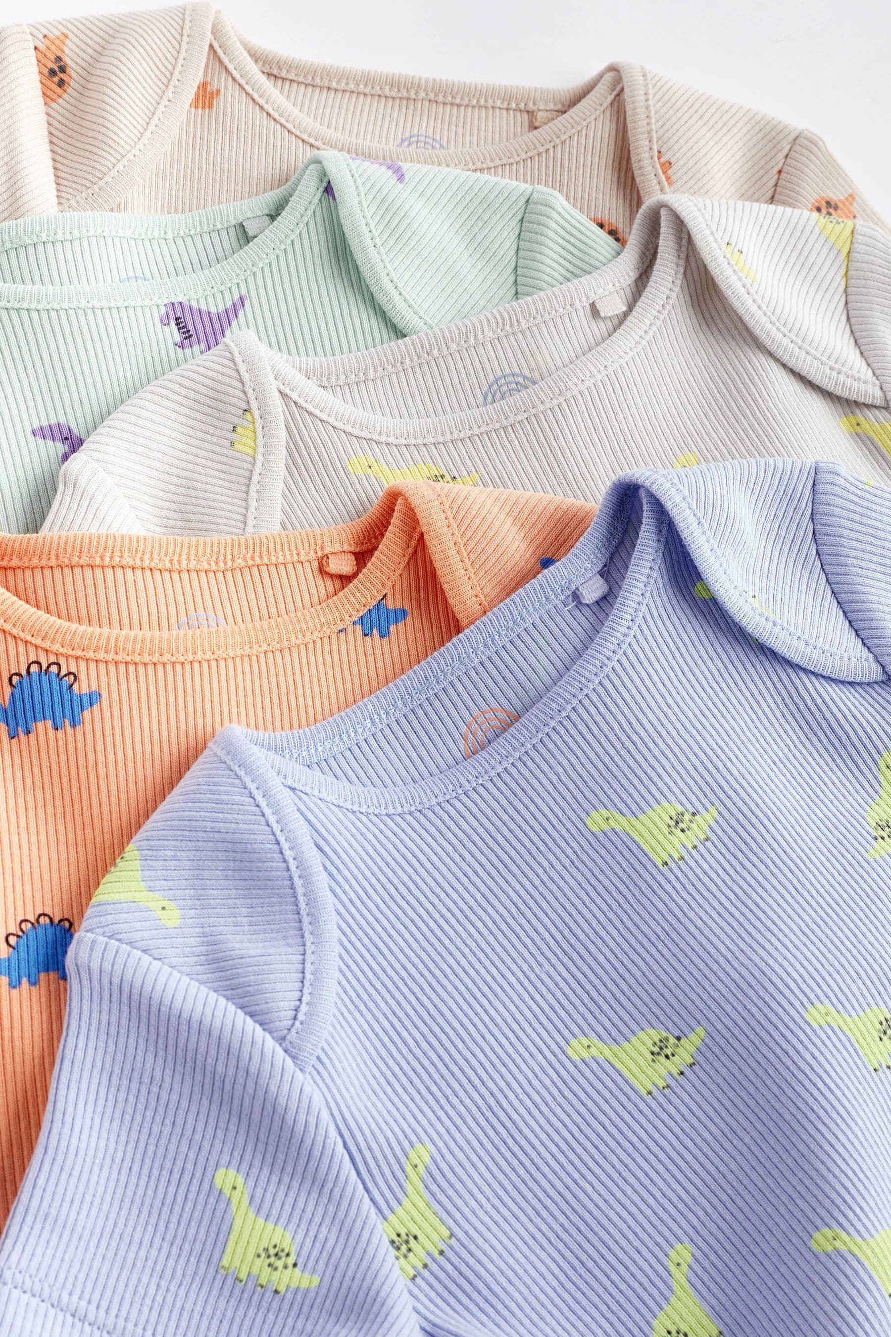 Bright Dinosaurs Baby Short Sleeve Bodysuit 5 Pack