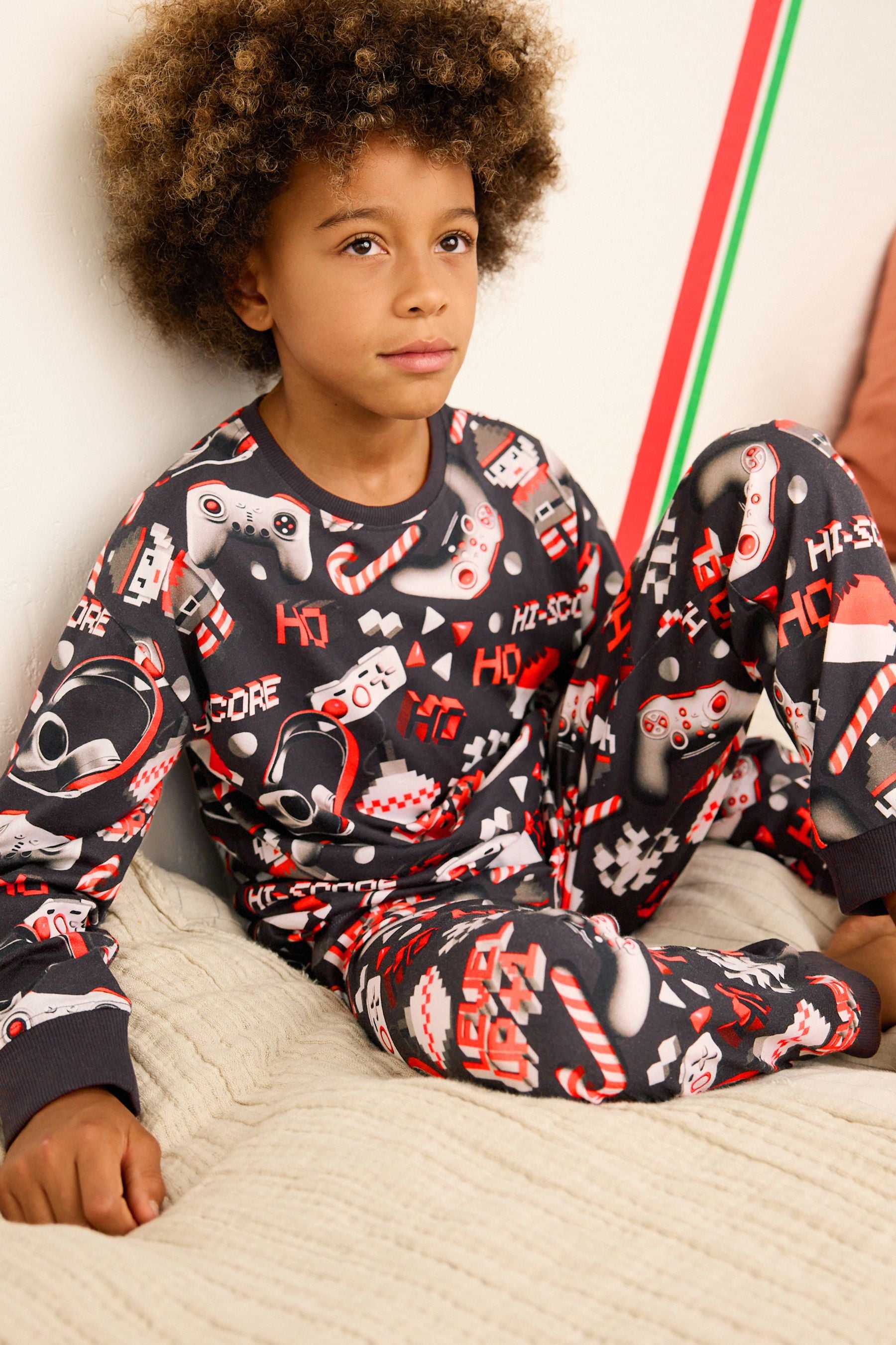 Red/Black Gamer Christmas Pyjamas (3-16yrs)