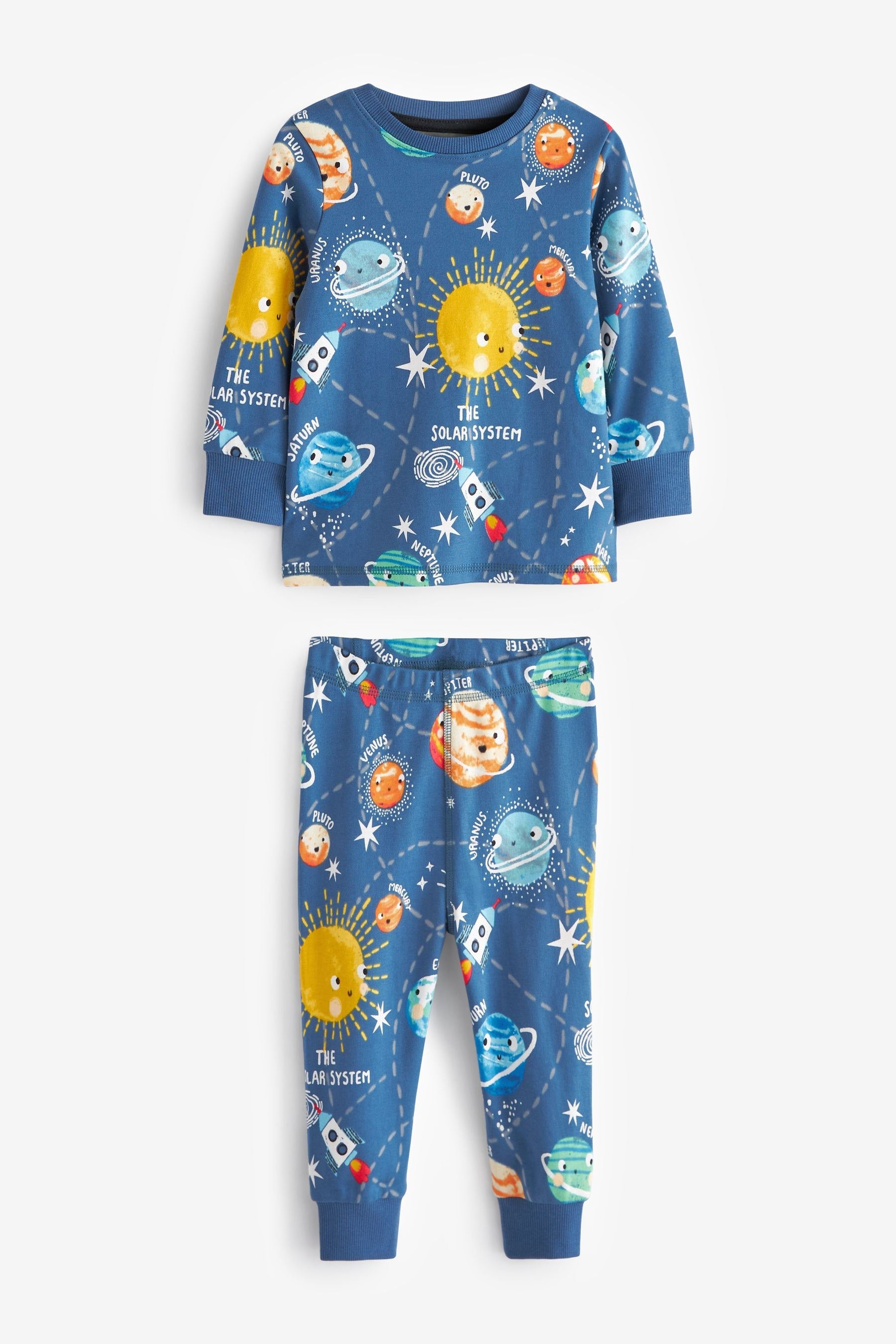 Navy/Grey Space Snuggle Pyjamas 3 Pack (9mths-8yrs)