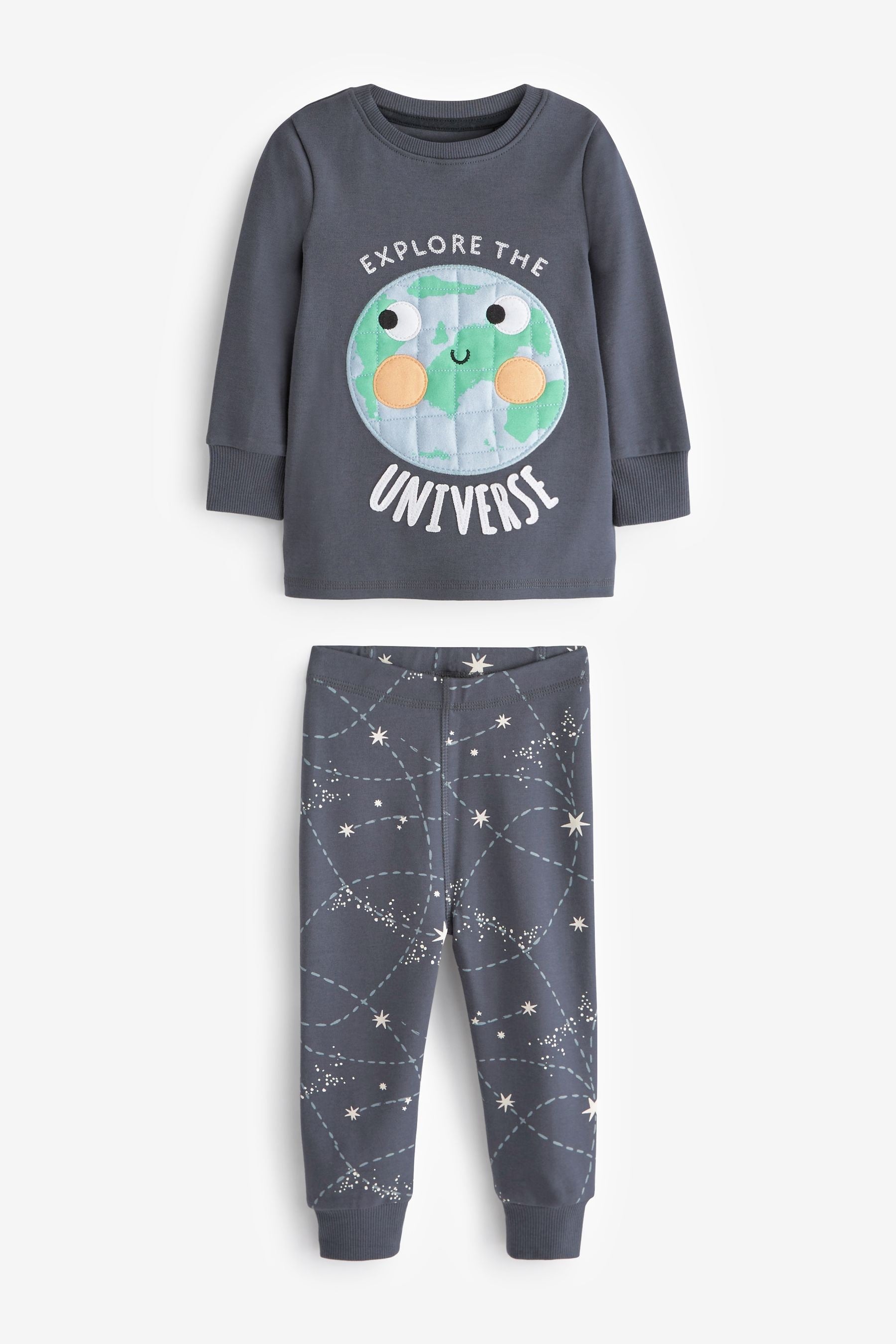 Navy/Grey Space Snuggle Pyjamas 3 Pack (9mths-8yrs)