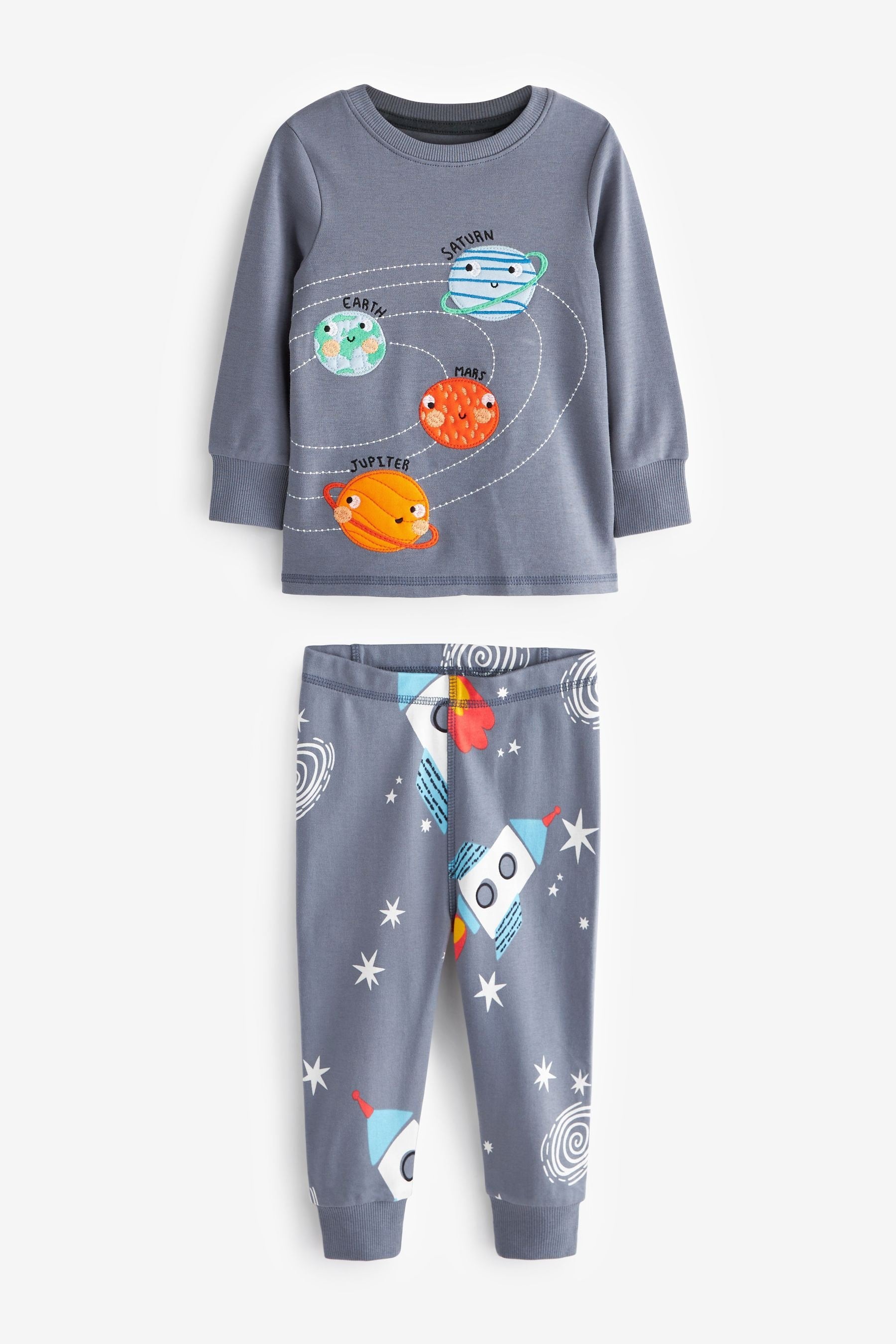 Navy/Grey Space Snuggle Pyjamas 3 Pack (9mths-8yrs)