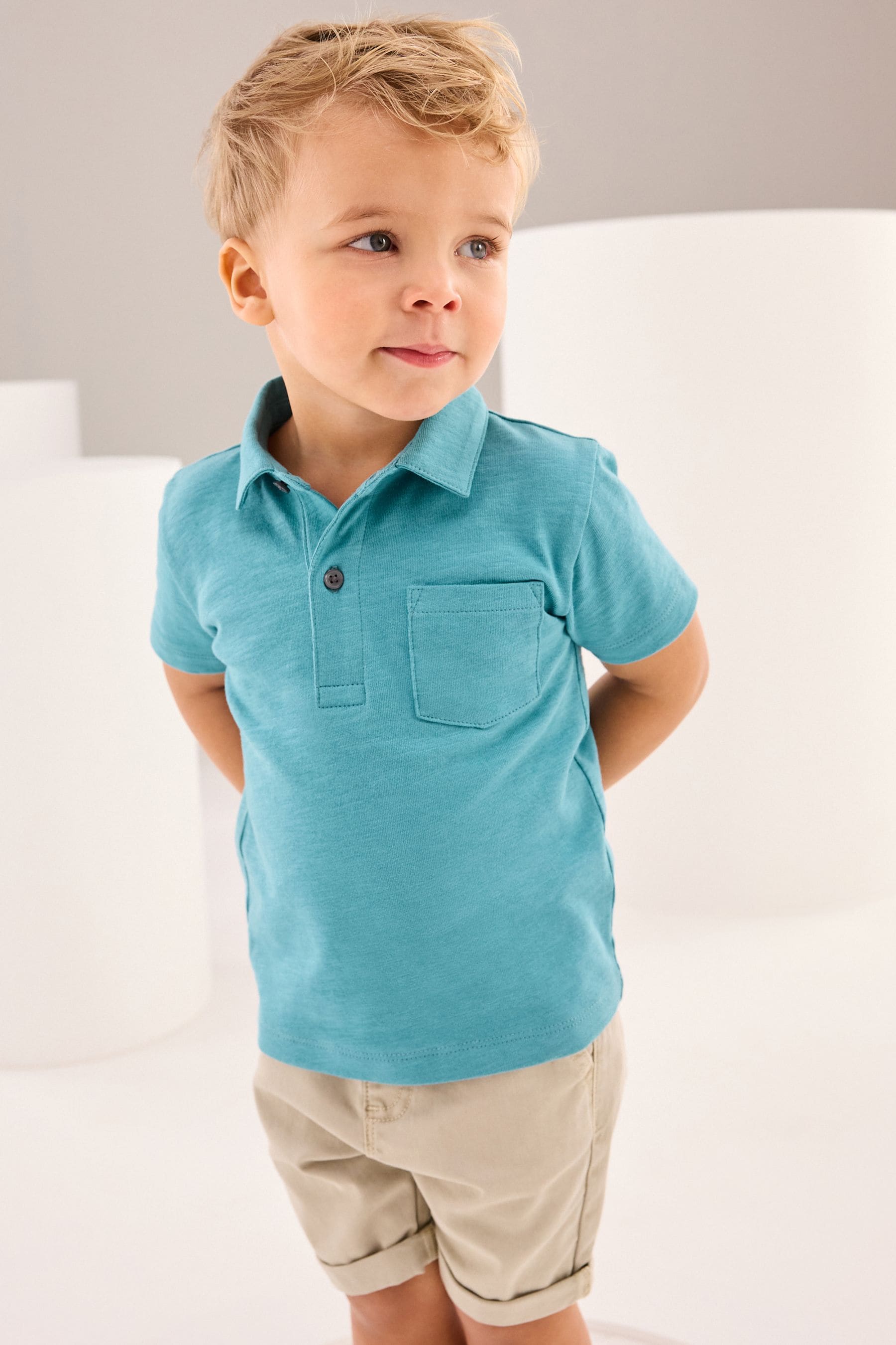 Blue Short Sleeve Polo Shirt (3mths-7yrs)