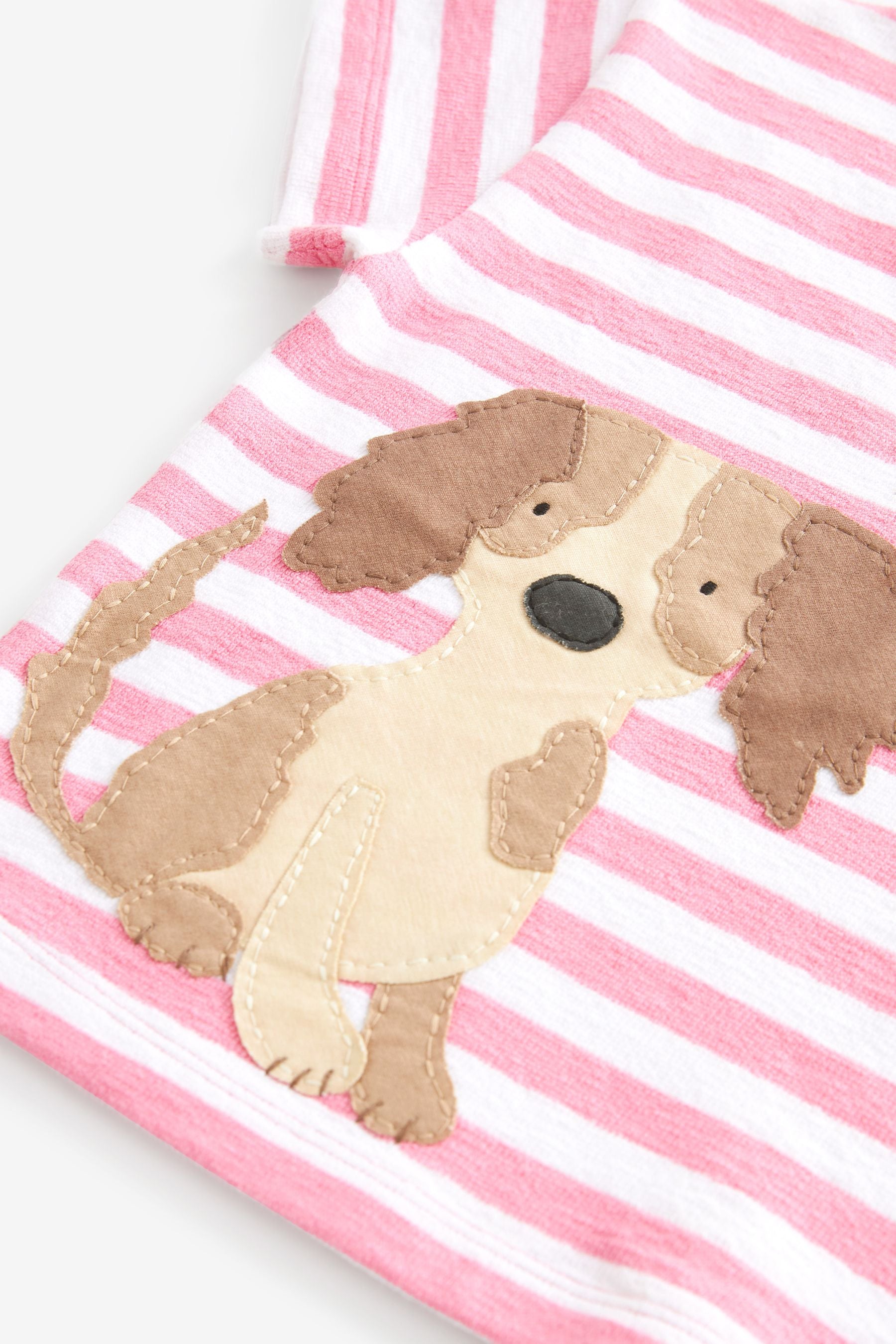 Pink Stripey Dog Short Sleeve T-Shirt (3mths-7yrs)