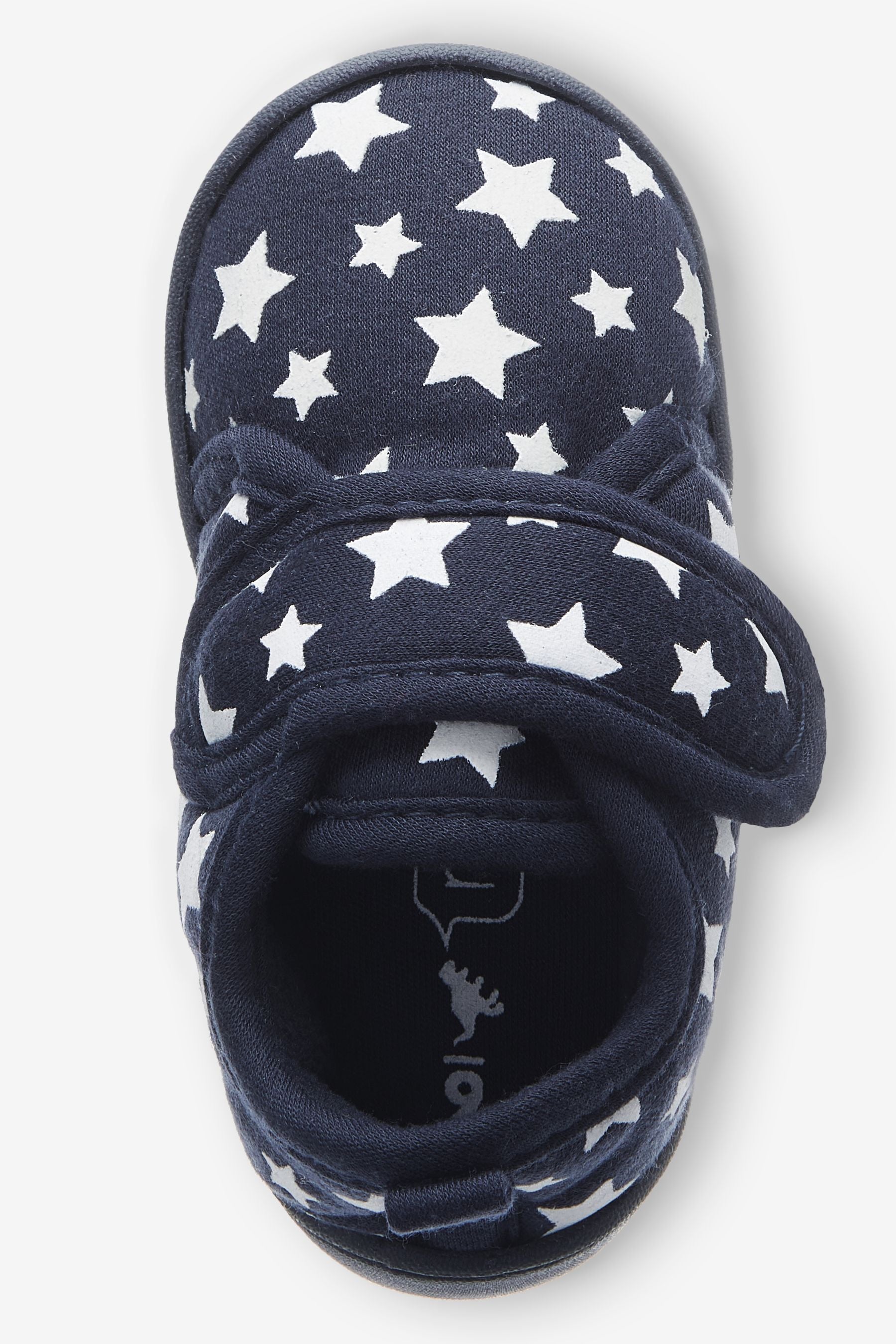 Navy Star Touch Fastening Cupsole Print Slippers